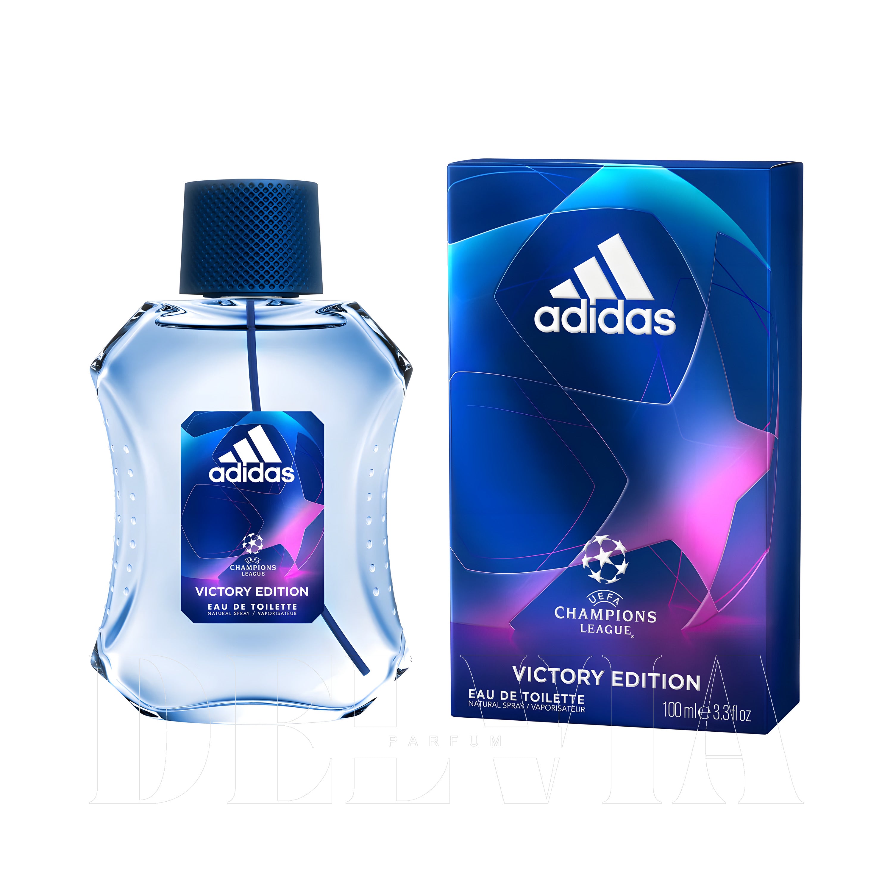 Adidas Uefa 5 Champions League Victory Edition 3 ml dekant parfüm — kutu ve şişe görseli