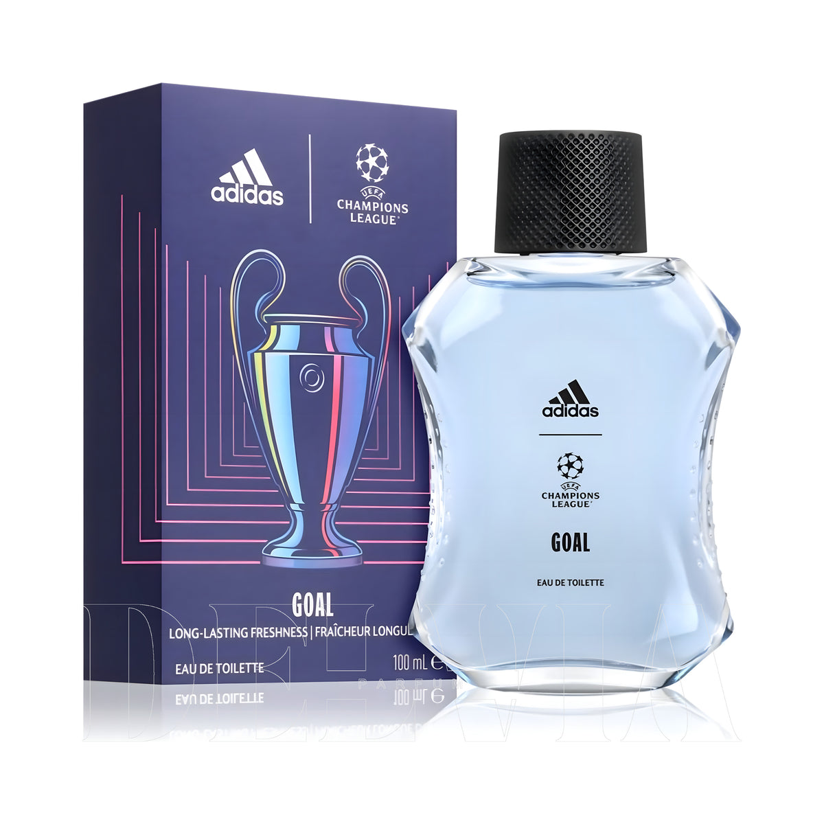 Adidas Uefa Champions League Goal 2 ml dekant parfüm — kutu ve şişe görseli