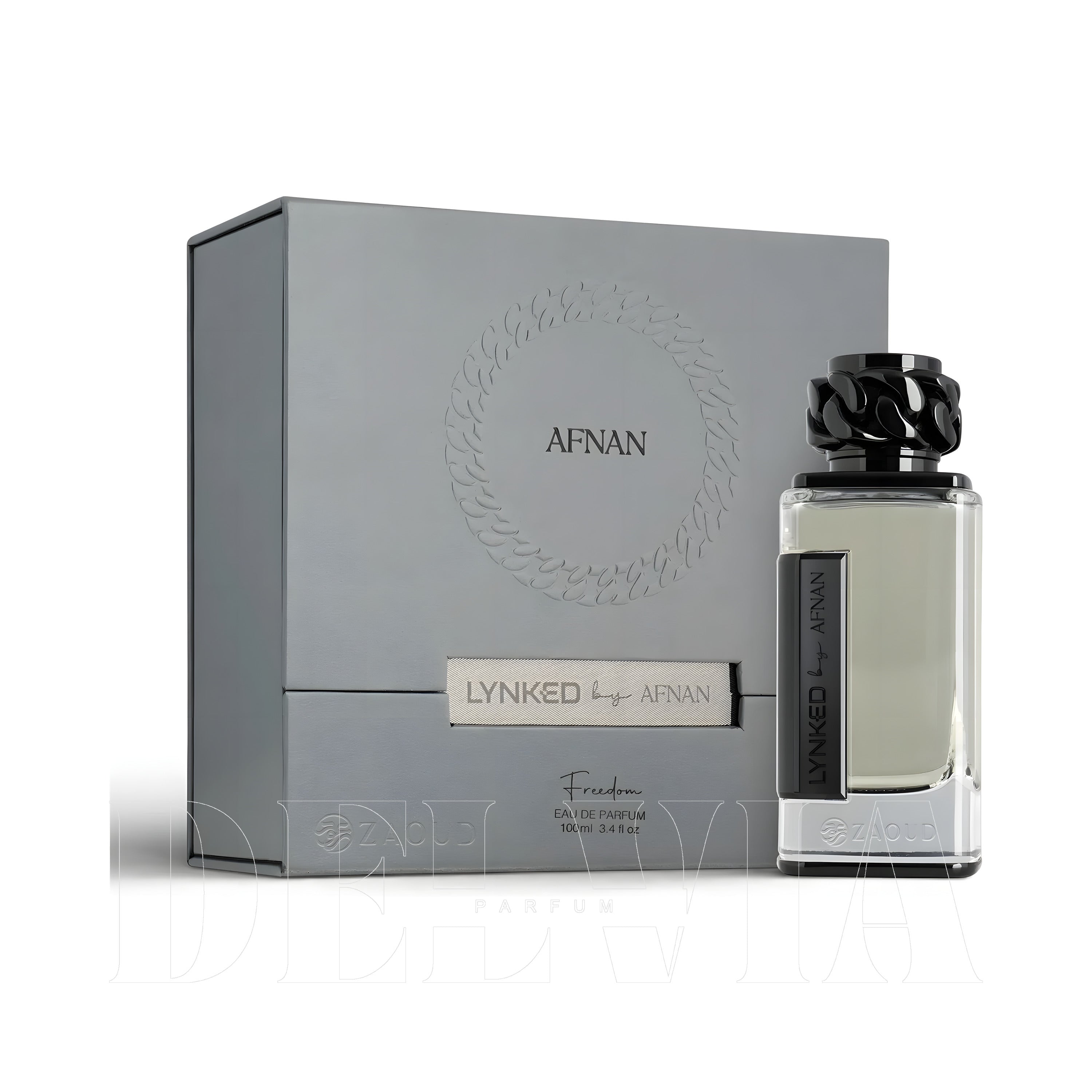 Afnan Lynked Freedom 3 ml dekant parfüm — kutu ve şişe görseli