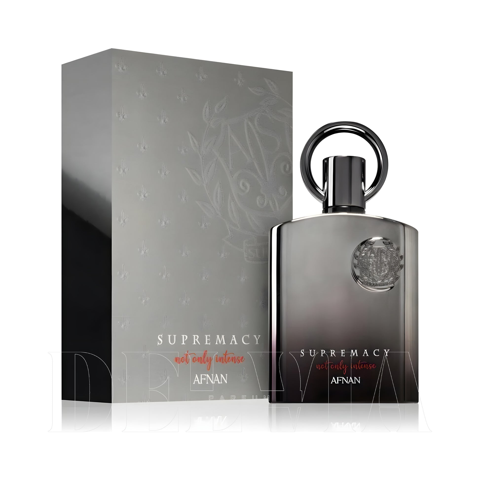 Afnan Supremacy Not Only Intense Extrait De Parfum 5 ml dekant parfüm — kutu ve şişe görseli