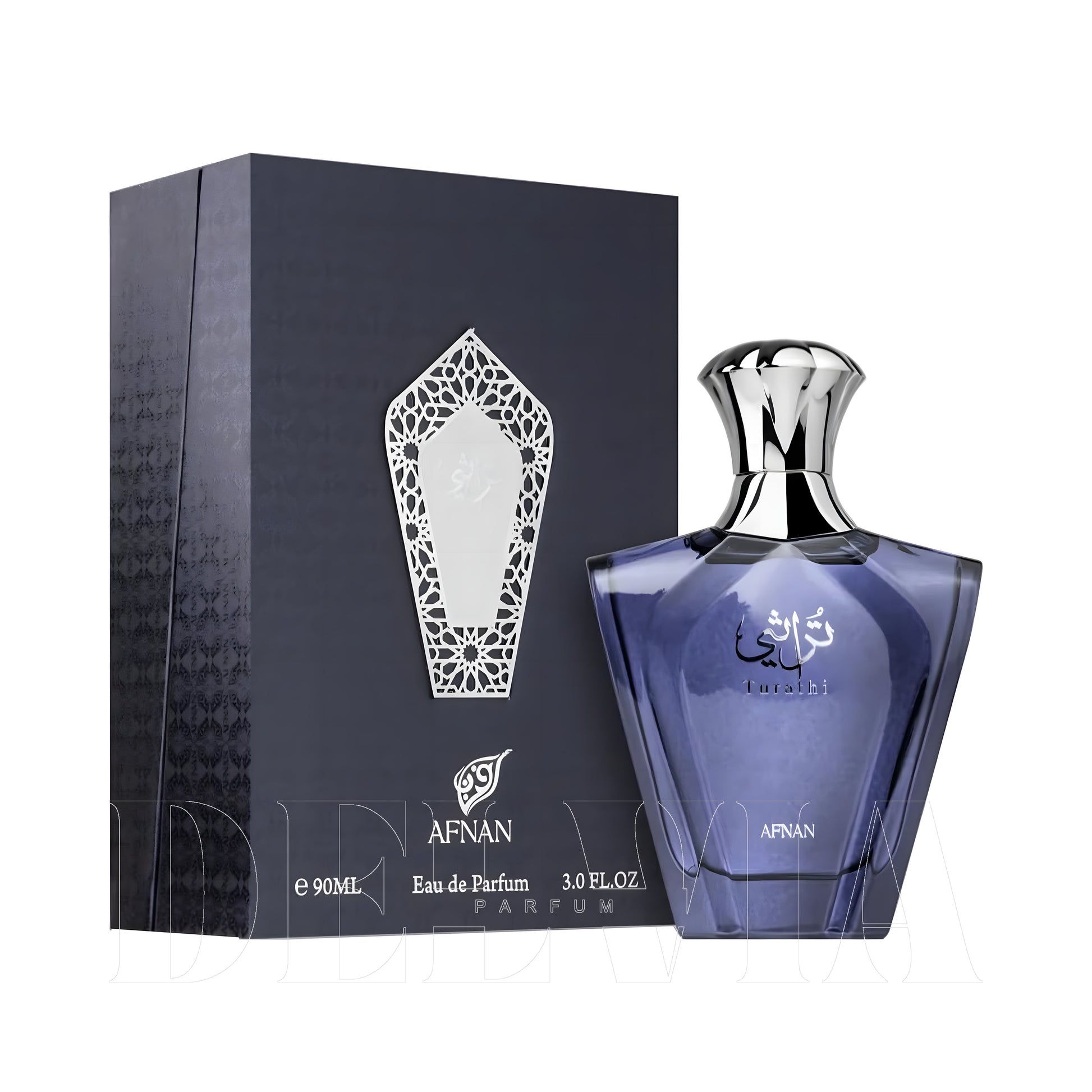 Afnan Turathi Blue Afnan 15 ml dekant parfüm — kutu ve şişe görseli
