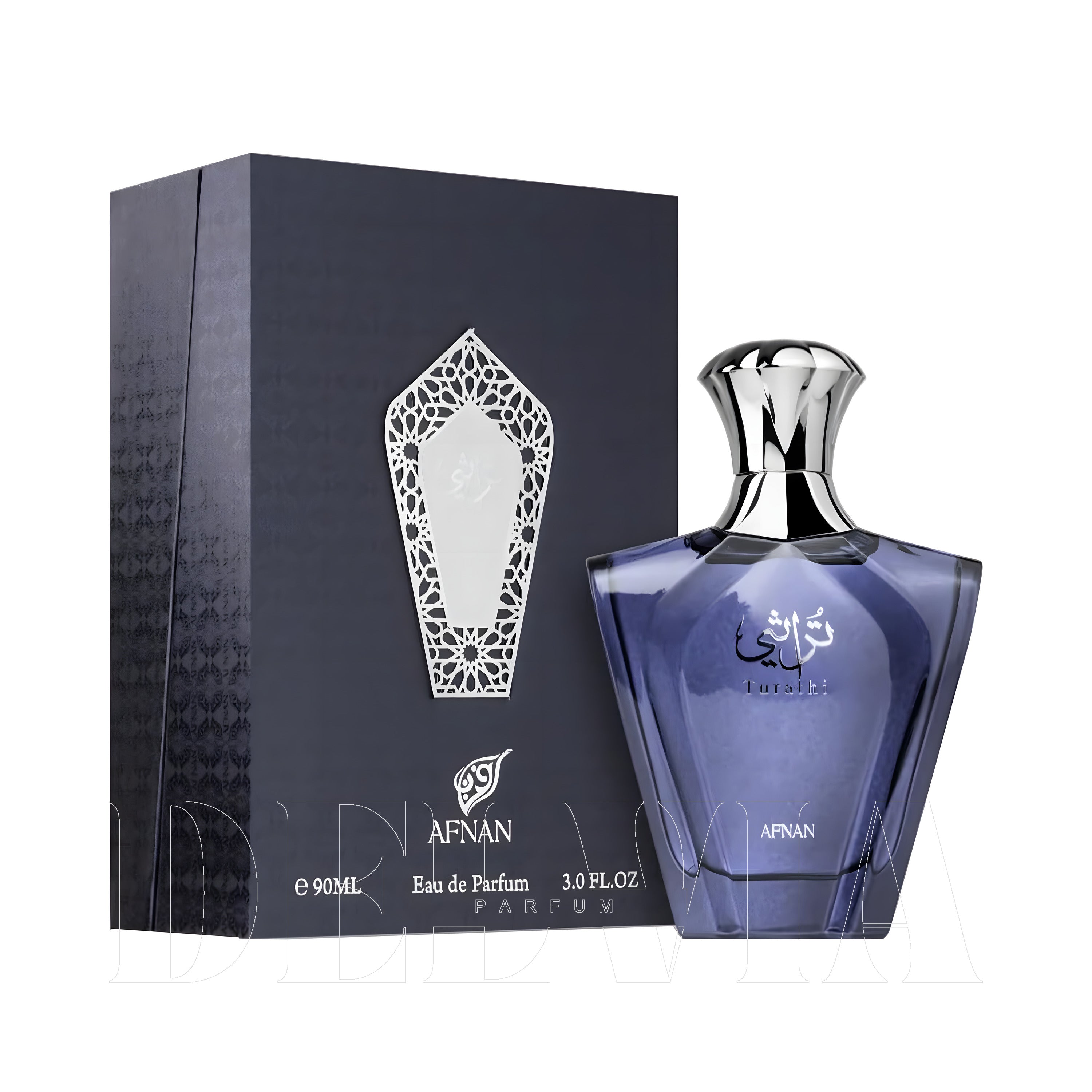 Afnan Turathi Blue Afnan 15 ml dekant parfüm — kutu ve şişe görseli