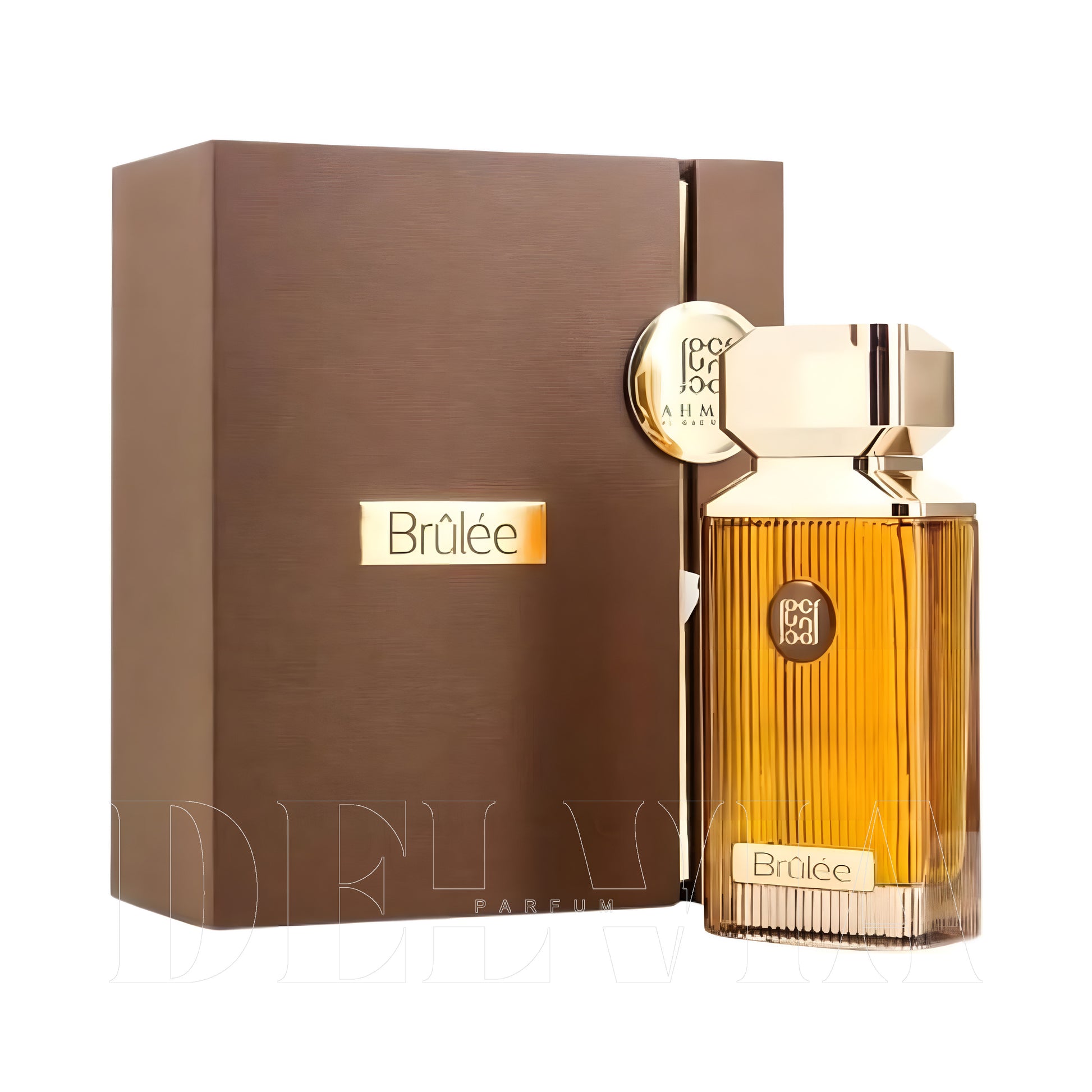 Ahmed Al Maghribi Brulee Extrait De Parfum 2 ml dekant parfüm — kutu ve şişe görseli