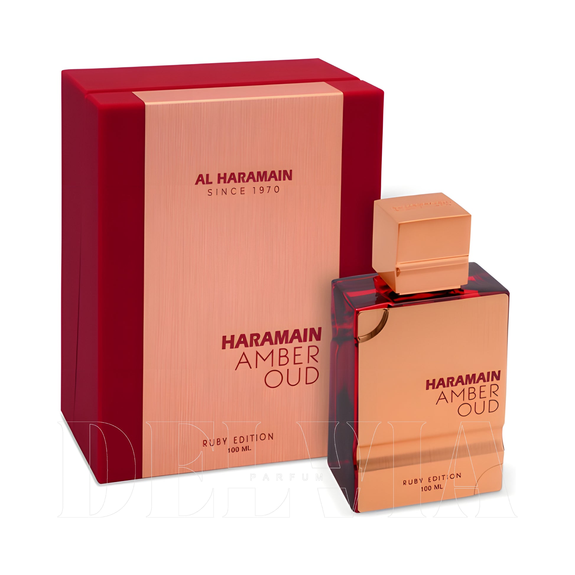 Al Haramain Amber Oud Ruby Edition Araba Kokusu — kutu ve şişe görseli