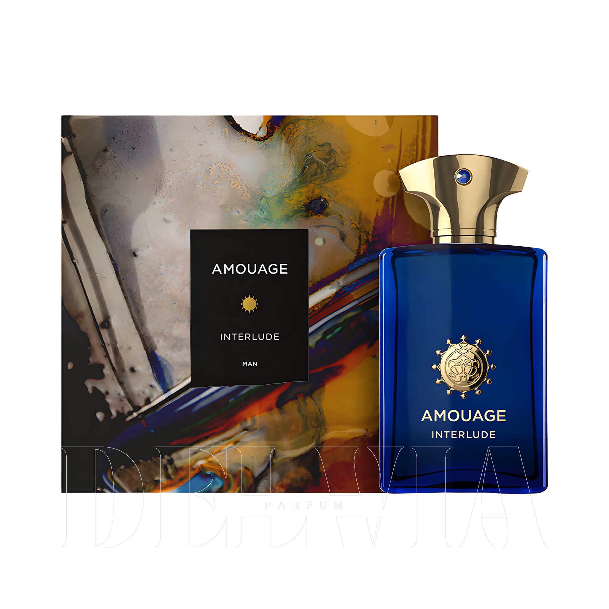 Amouage Interlude 3 ml dekant parfüm — kutu ve şişe görseli