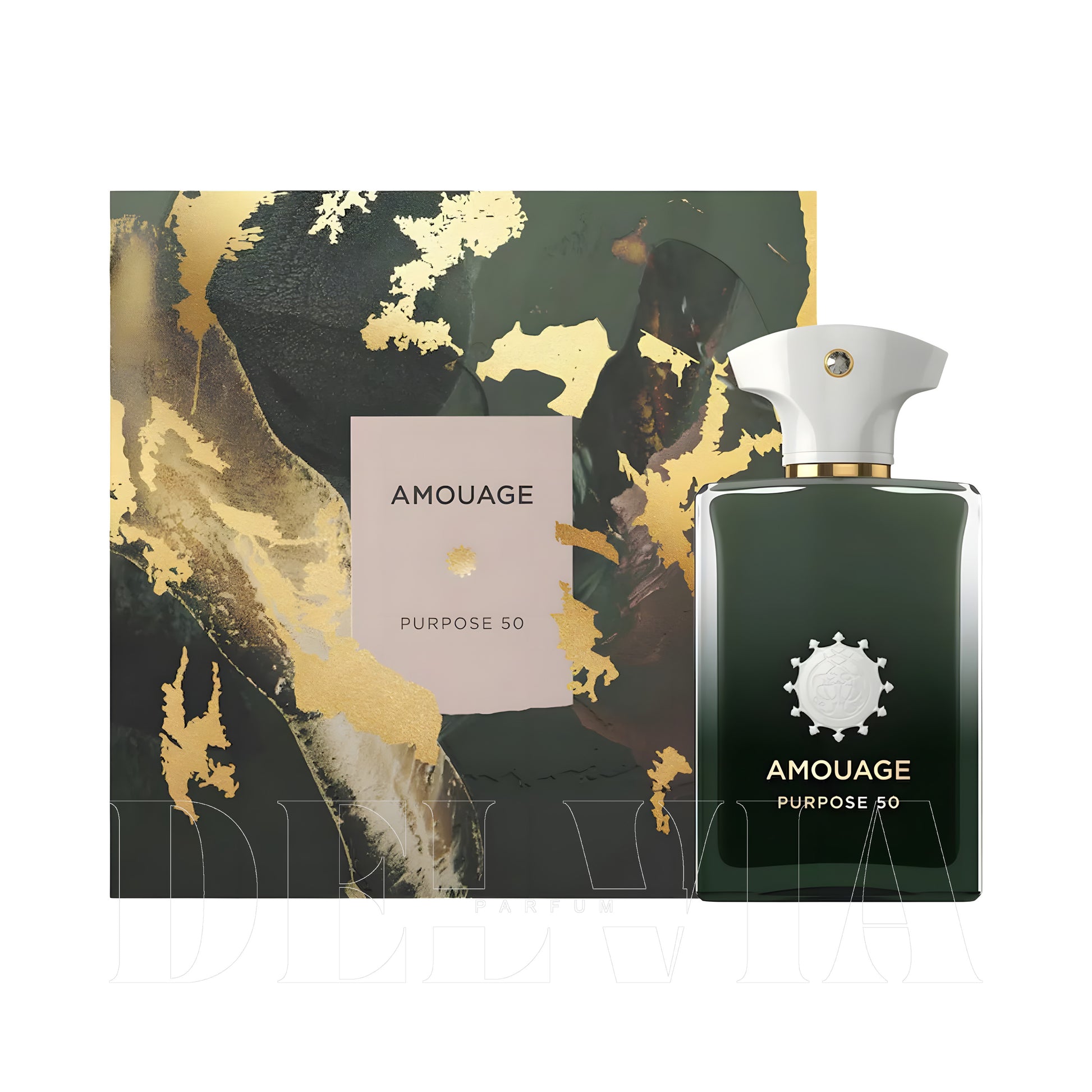 Amouage Purpose 50 Extrait De Parfum 5 ml dekant parfüm — kutu ve şişe görseli