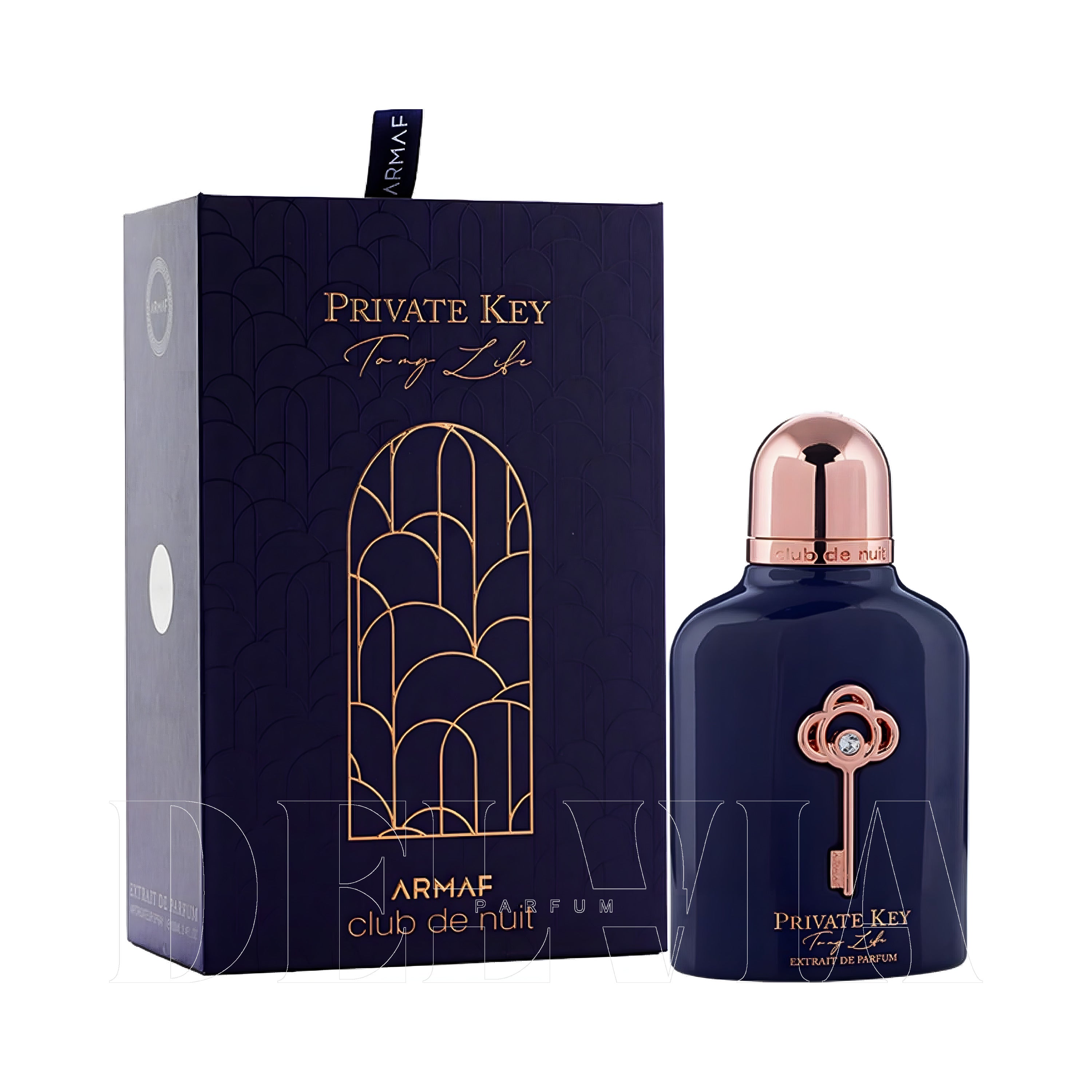 Armaf Club De Nuit Private Key To My Life Extrait De Parfum 3 ml dekant parfüm — kutu ve şişe görseli
