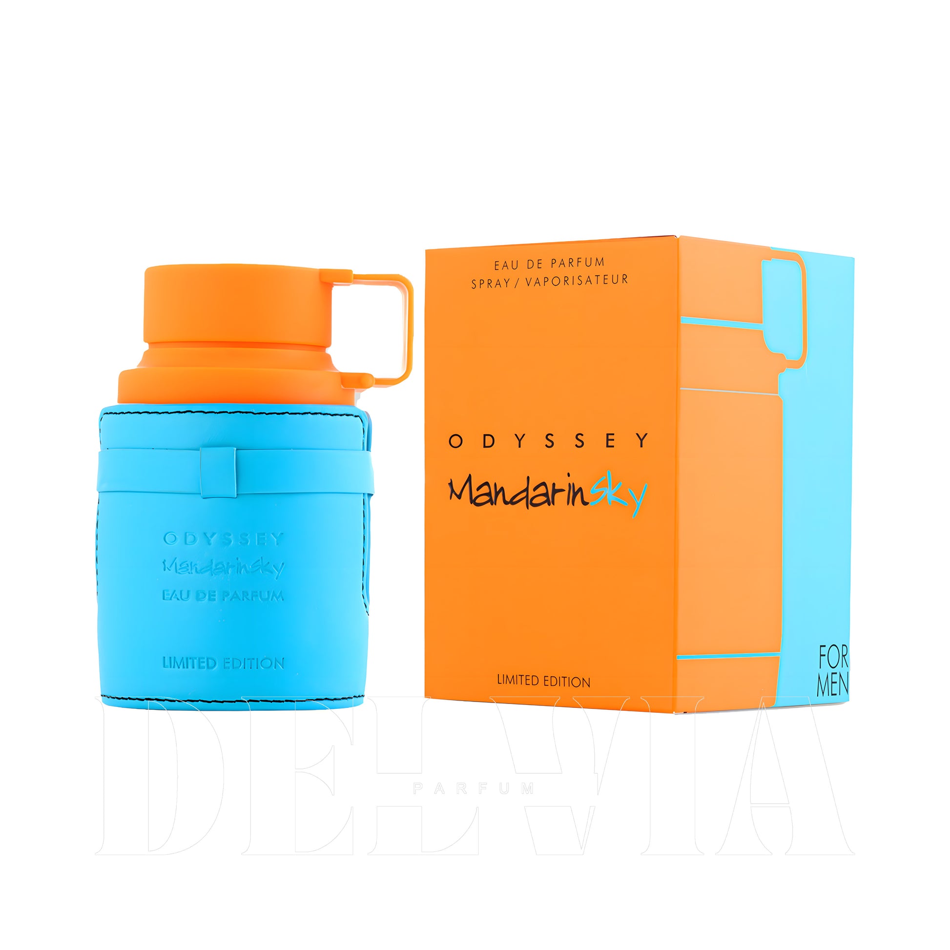 Armaf Odyssey Mandarin Sky Limited Edition 15 ml dekant parfüm — kutu ve şişe görseli