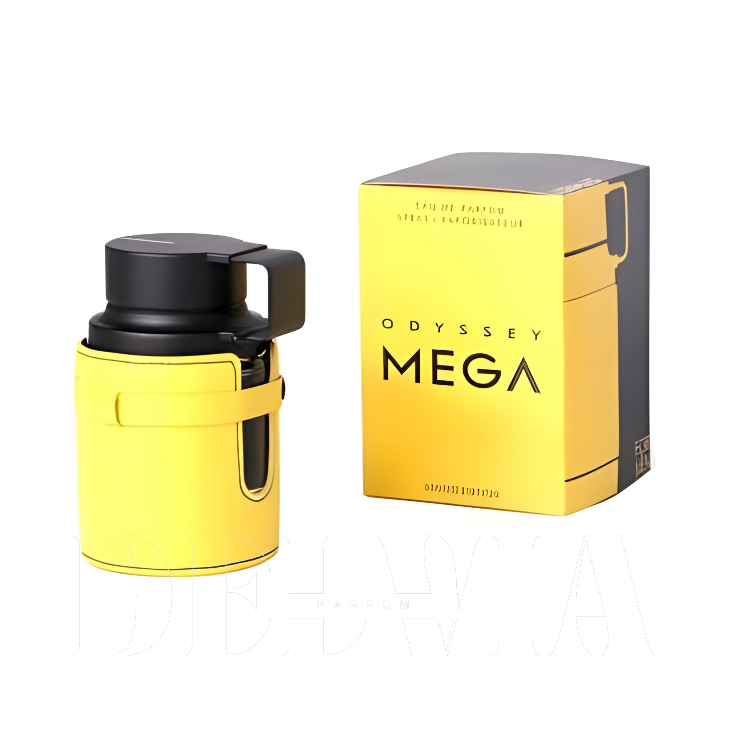 Armaf Odyssey Mega 2 ml dekant parfüm — kutu ve şişe görseli