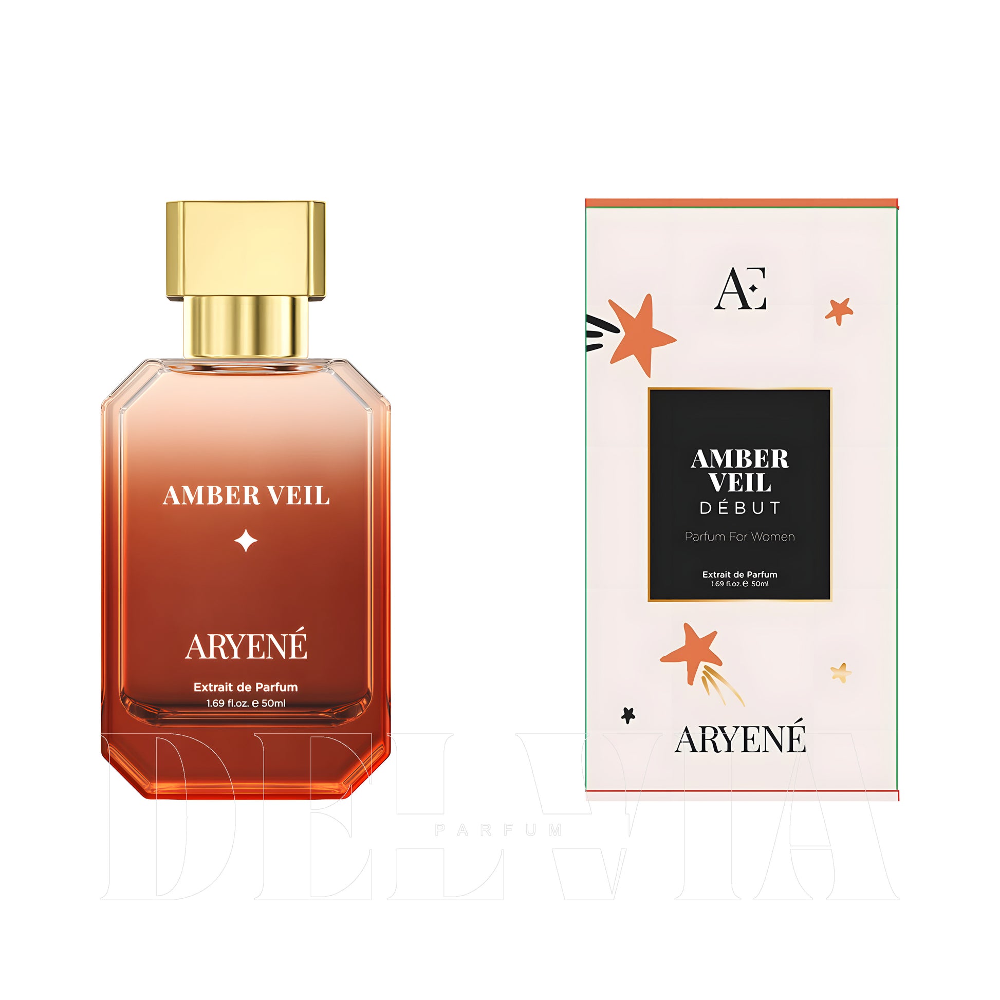 Aryene Amber Veil Debut Extrait De Parfum 8 ml dekant parfüm — kutu ve şişe görseli