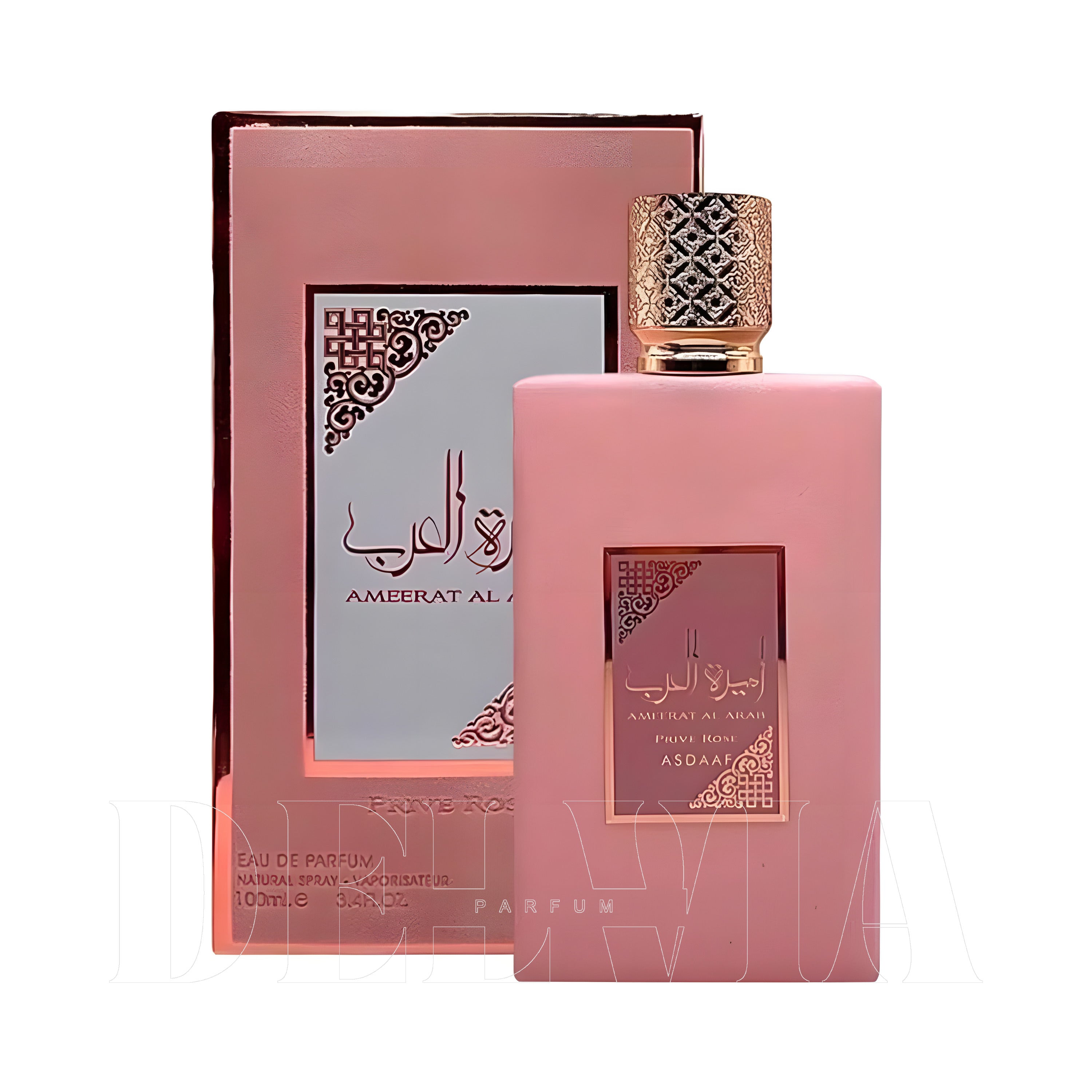 Asdaaf Ameerat Al Arab Prive Rose Women 1 ml dekant parfüm — kutu ve şişe görseli