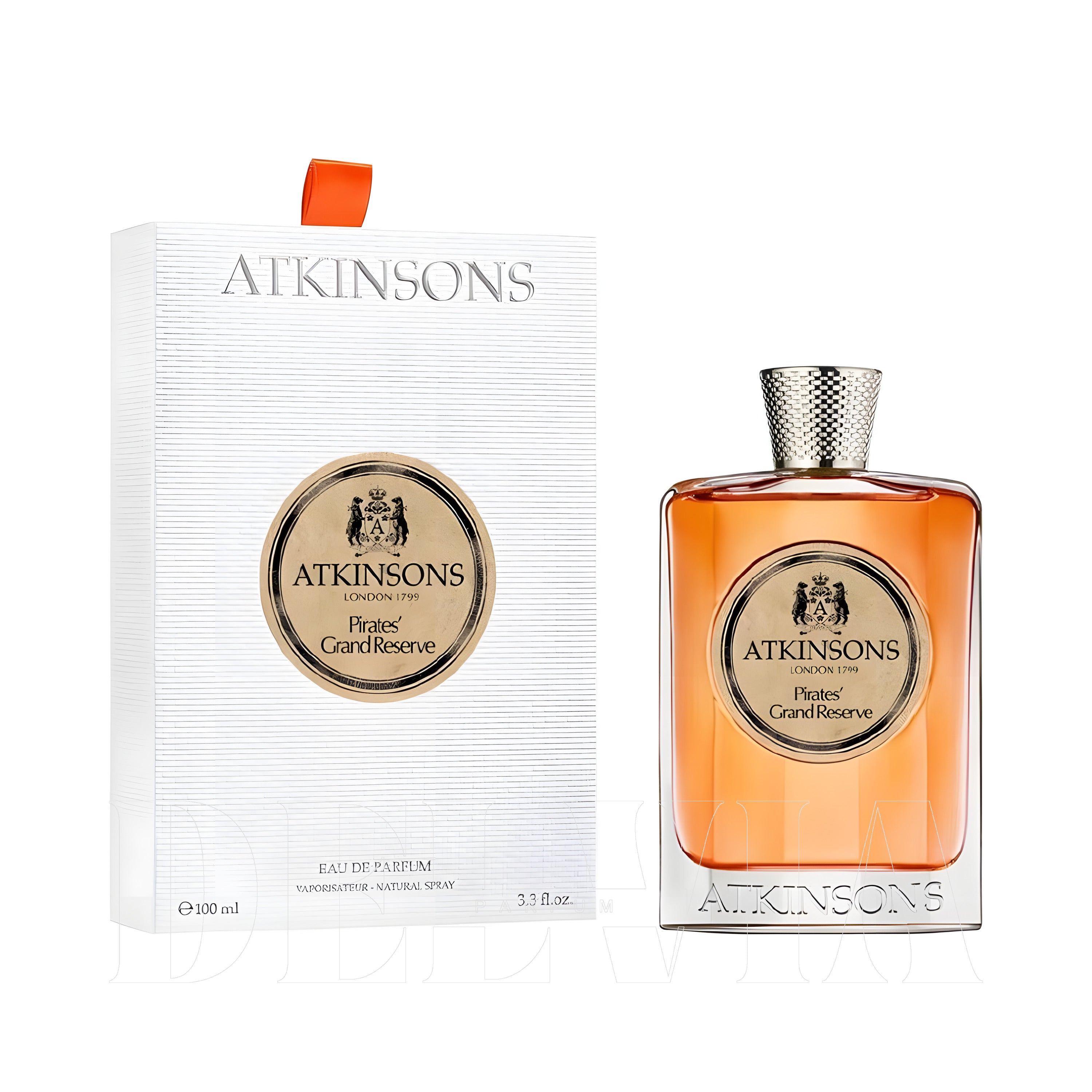 Atkinsons Pirates I Grand Reserve 2 ml dekant parfüm — kutu ve şişe görseli