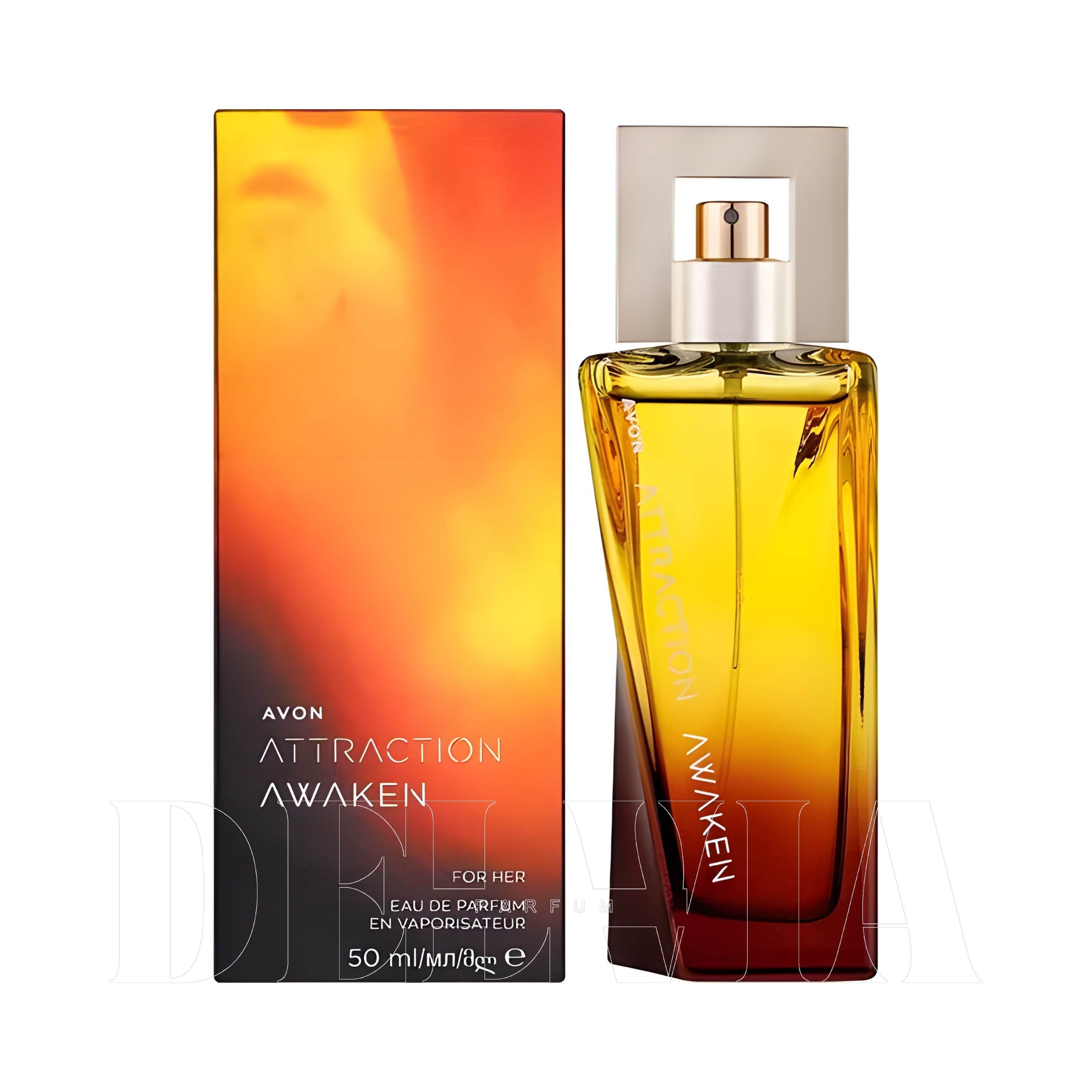 Avon Attraction Awaken 8 ml dekant parfüm — kutu ve şişe görseli