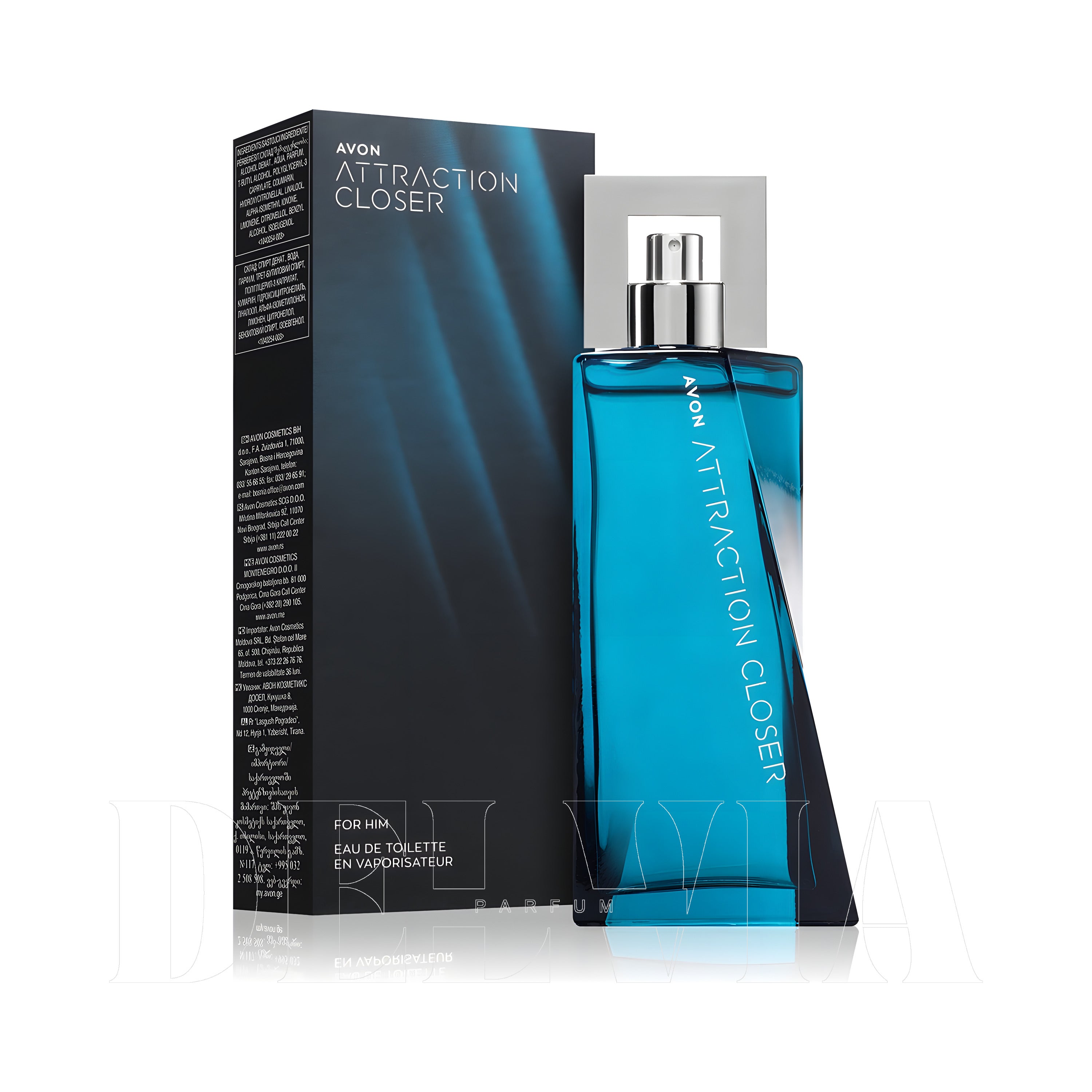 Avon Attraction Closer 3 ml dekant parfüm — kutu ve şişe görseli