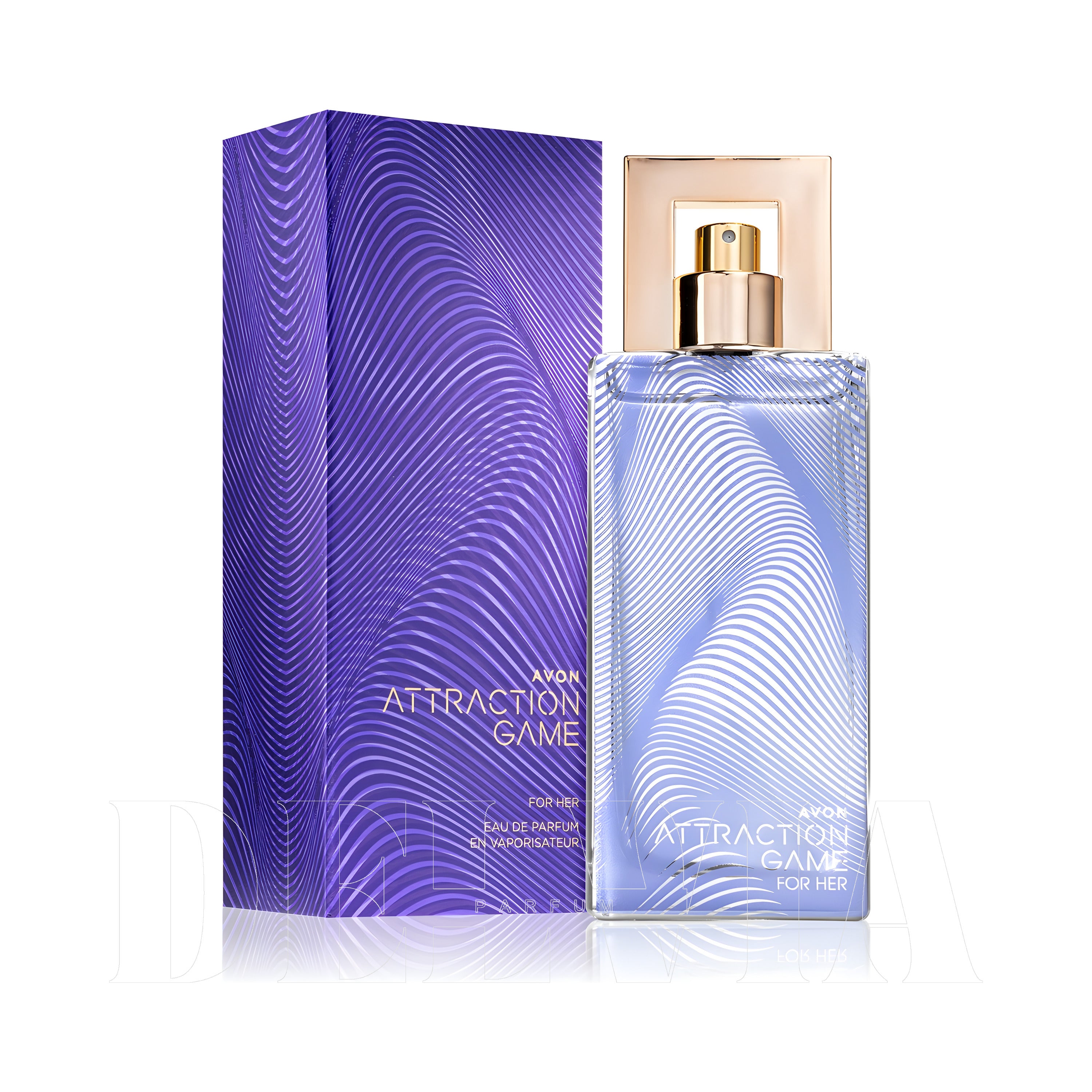 Avon Attraction Game 2 ml dekant parfüm — kutu ve şişe görseli