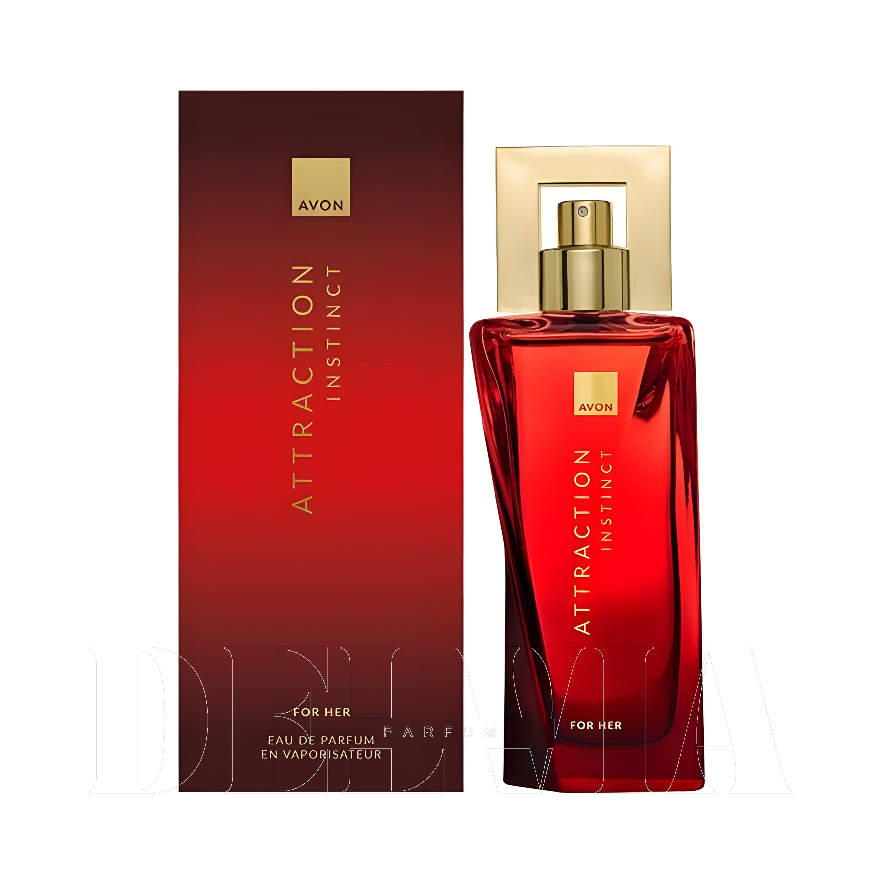 Avon Attraction Instinct 5 ml dekant parfüm — kutu ve şişe görseli