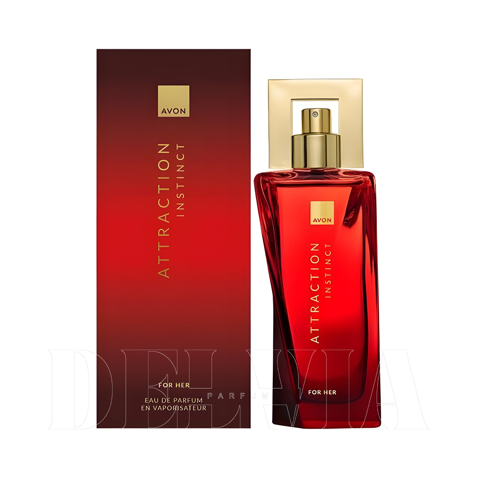 Avon Attraction Instinct 8 ml dekant parfüm — kutu ve şişe görseli