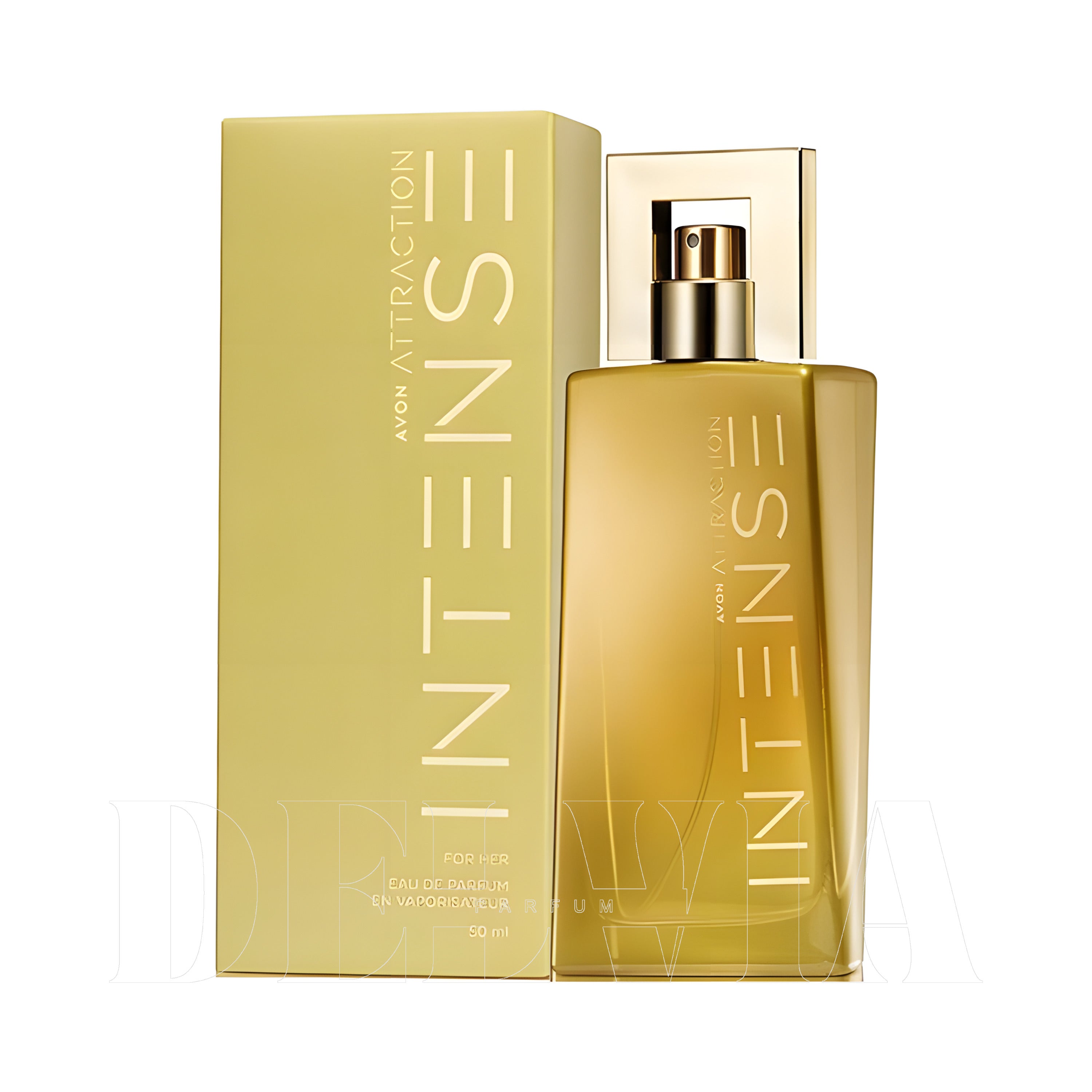 Avon Attraction Intense 2 ml dekant parfüm — kutu ve şişe görseli