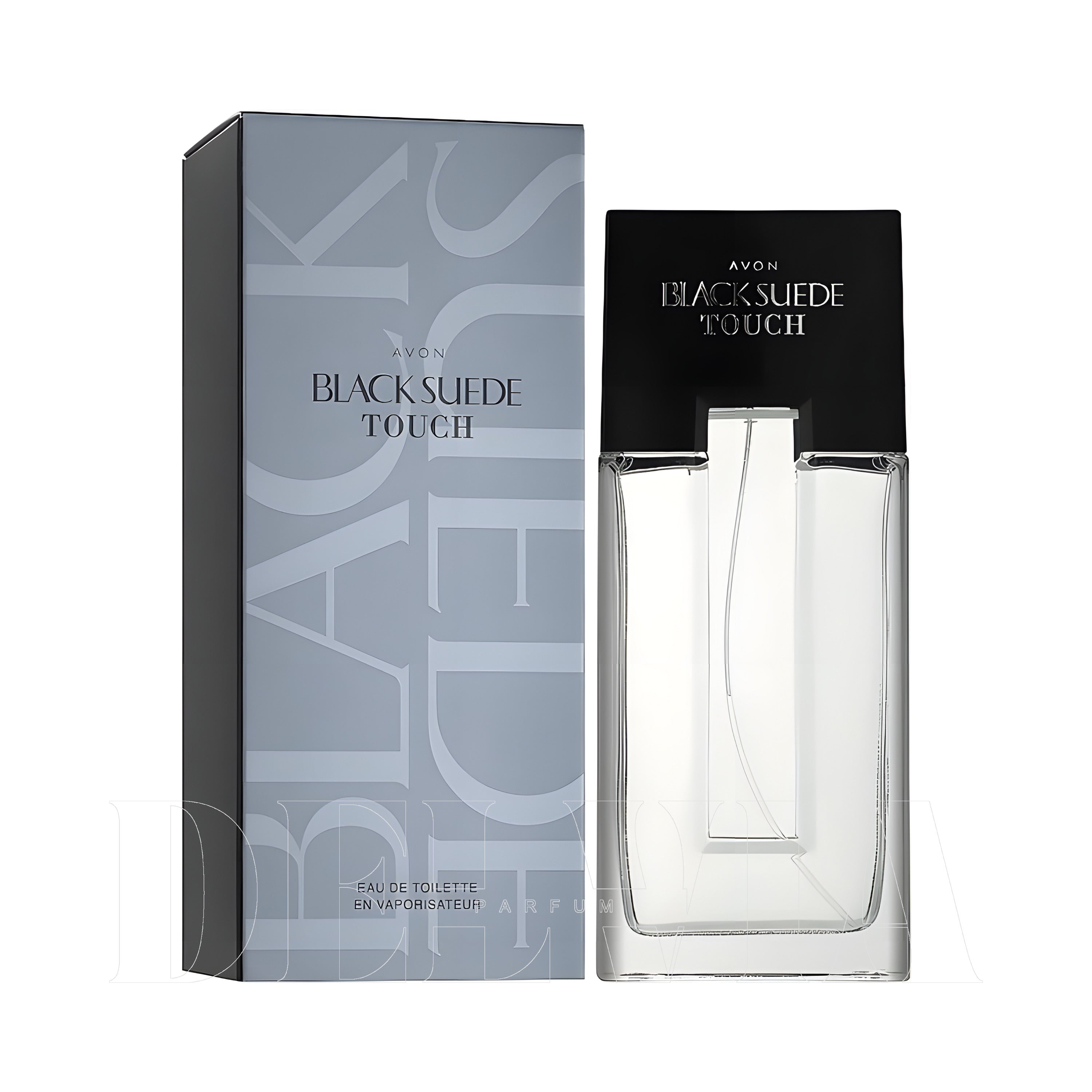 Avon Black Suede Touch Araba Kokusu — kutu ve şişe görseli