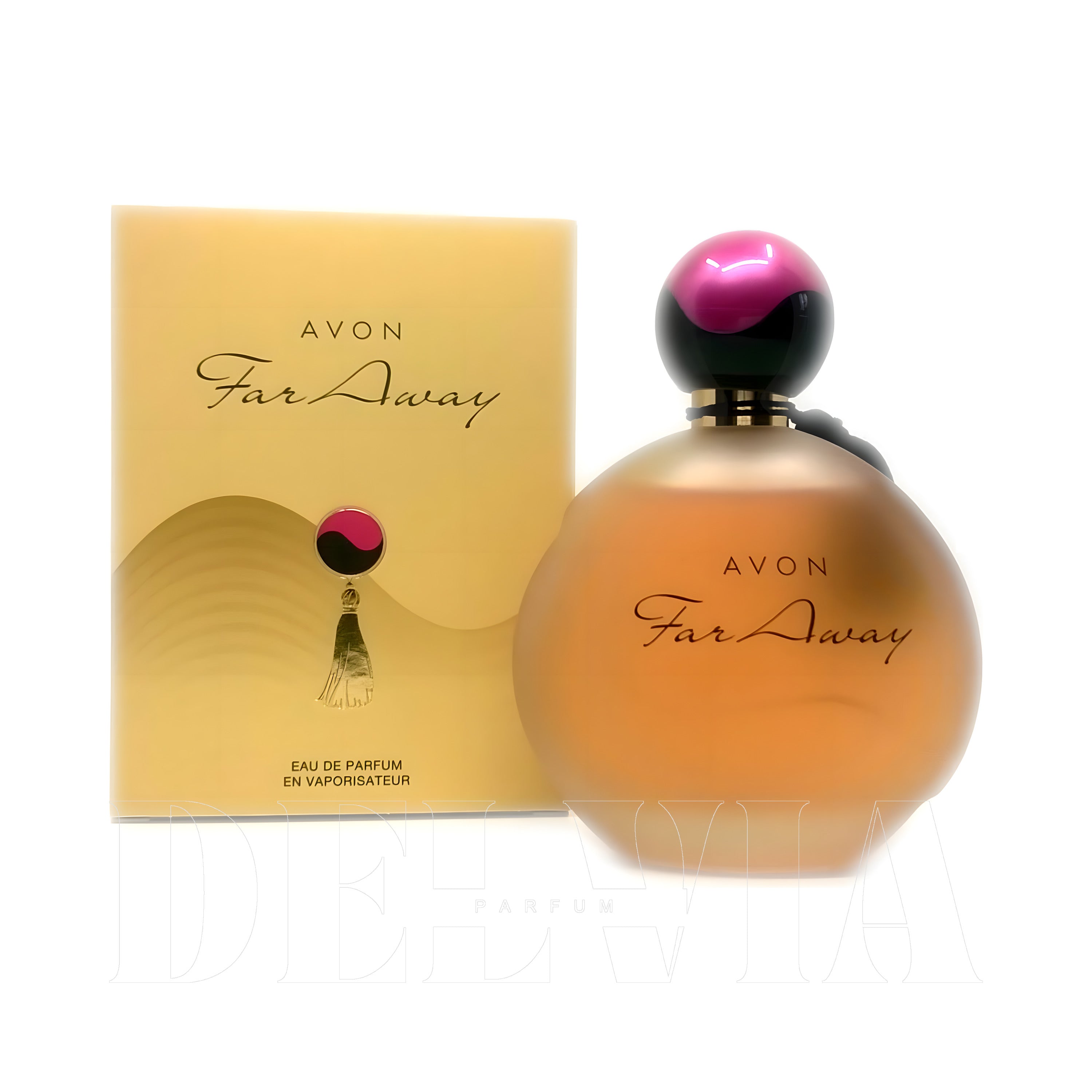 Avon Far Away 2 ml dekant parfüm — kutu ve şişe görseli