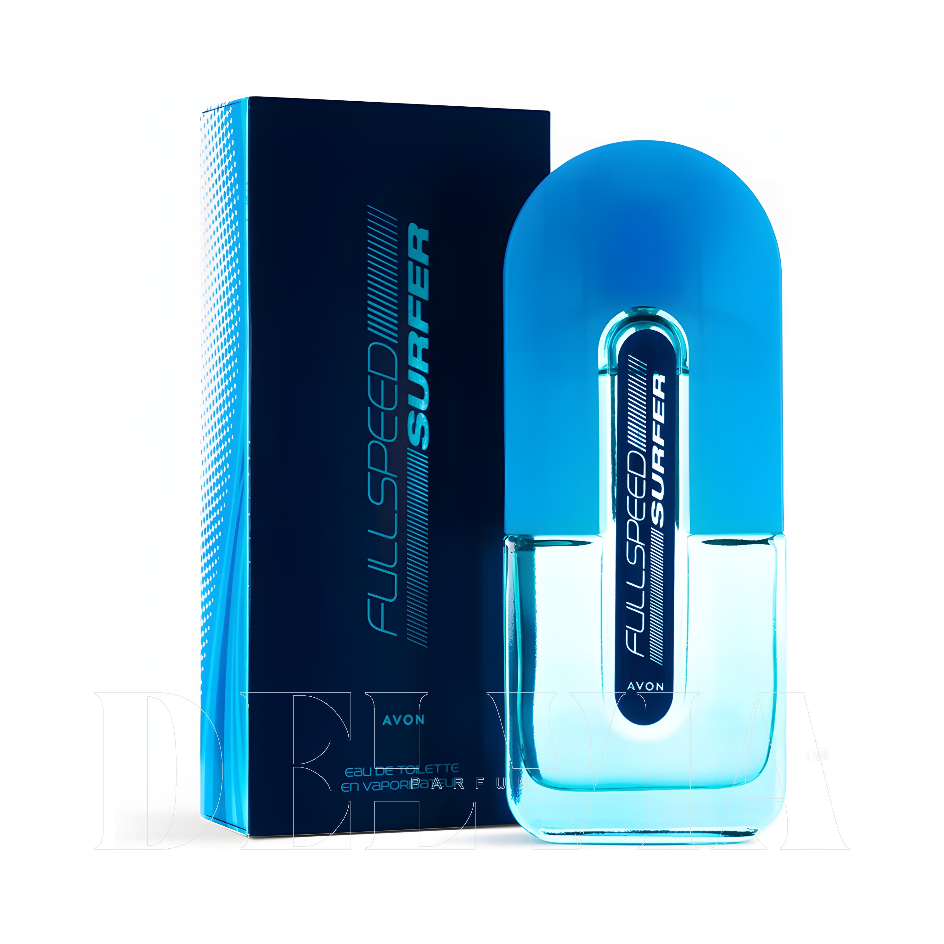 Avon Full Speed Surfer 5 ml dekant parfüm — kutu ve şişe görseli
