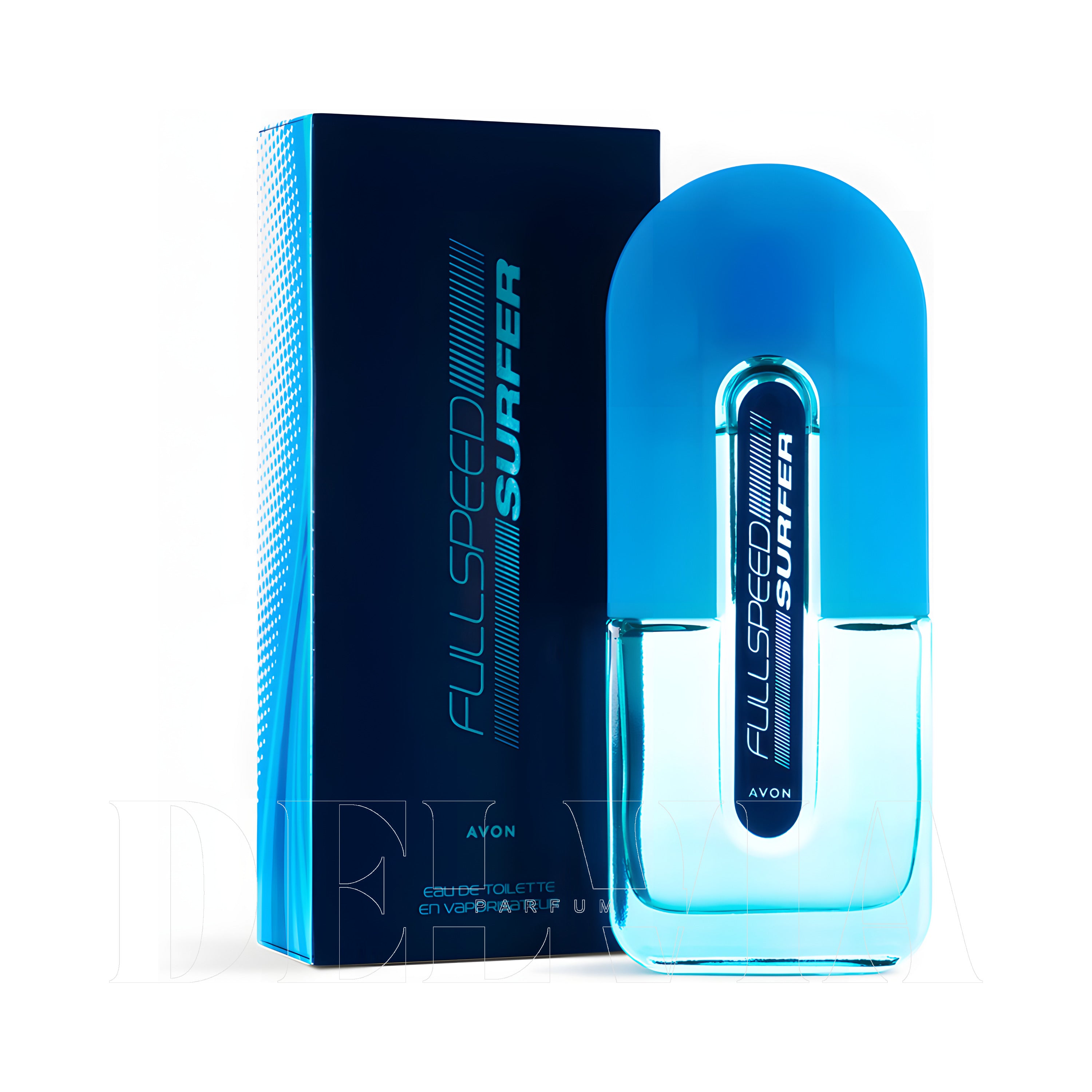 Avon Full Speed Surfer Edt 2 ml dekant parfüm — kutu ve şişe görseli