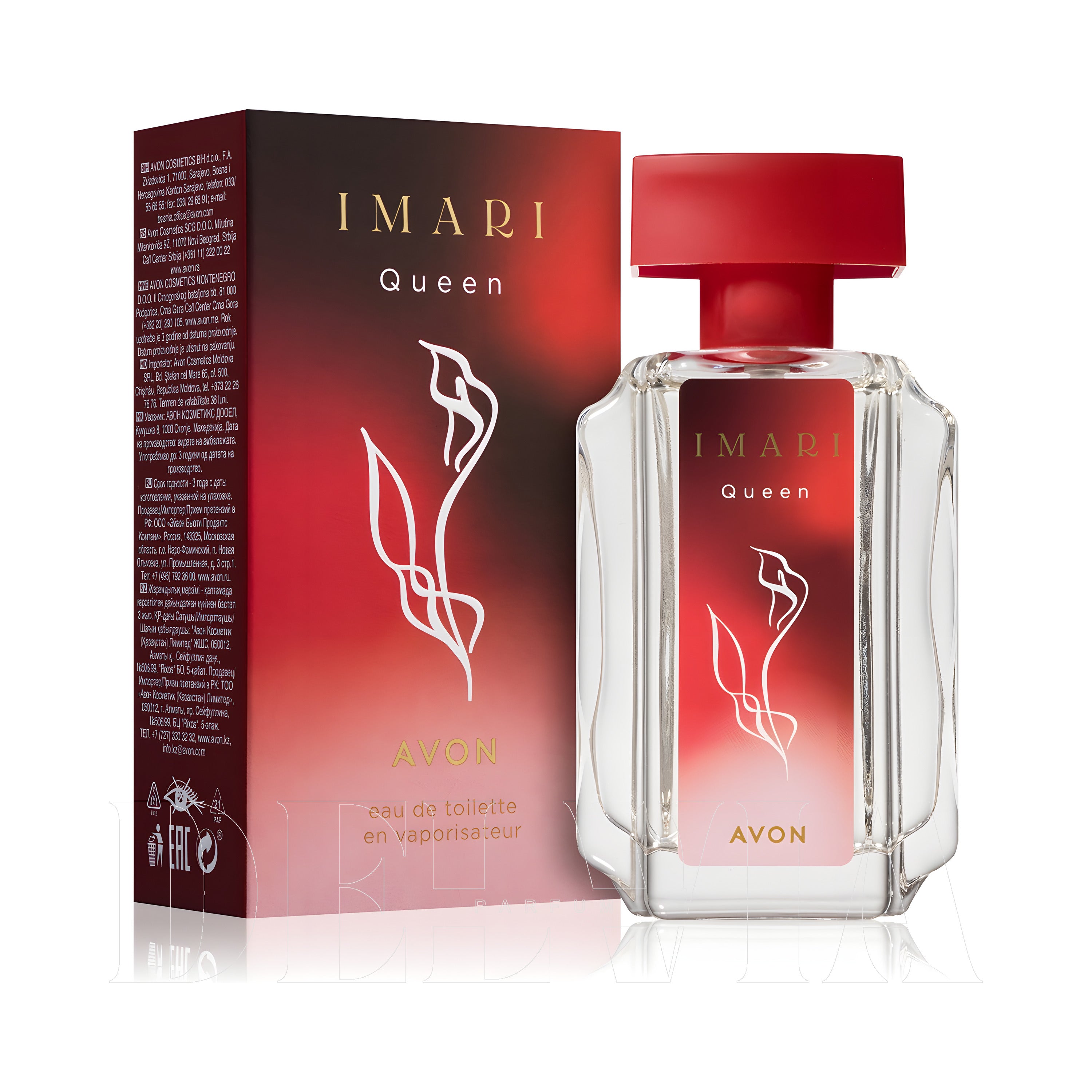 Avon Imari Queen 10 ml dekant parfüm — kutu ve şişe görseli
