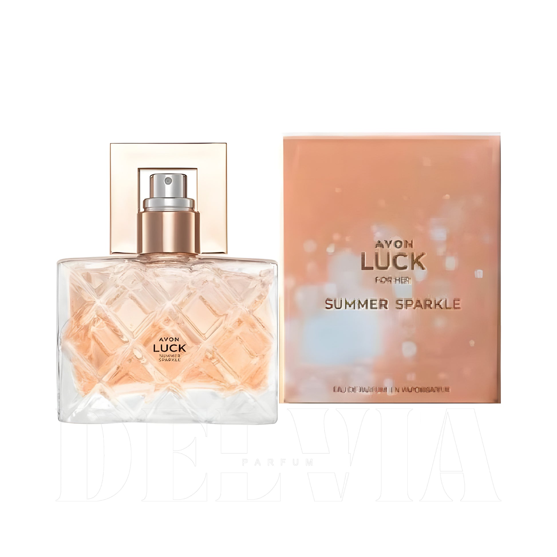 Avon Luck Summer Sparkle 2 ml dekant parfüm — kutu ve şişe görseli