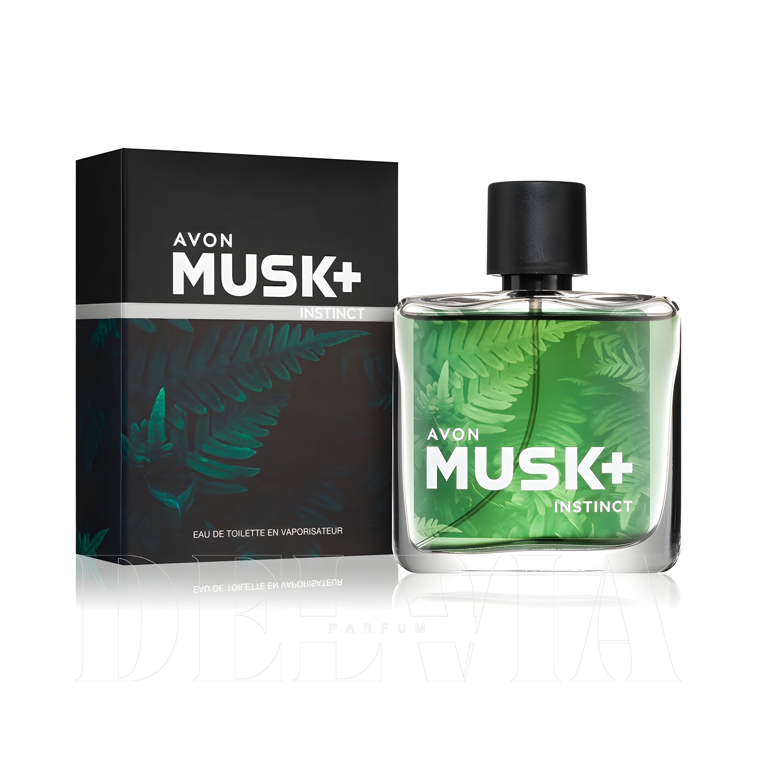 Avon Musk Instinct 2 ml dekant parfüm — kutu ve şişe görseli