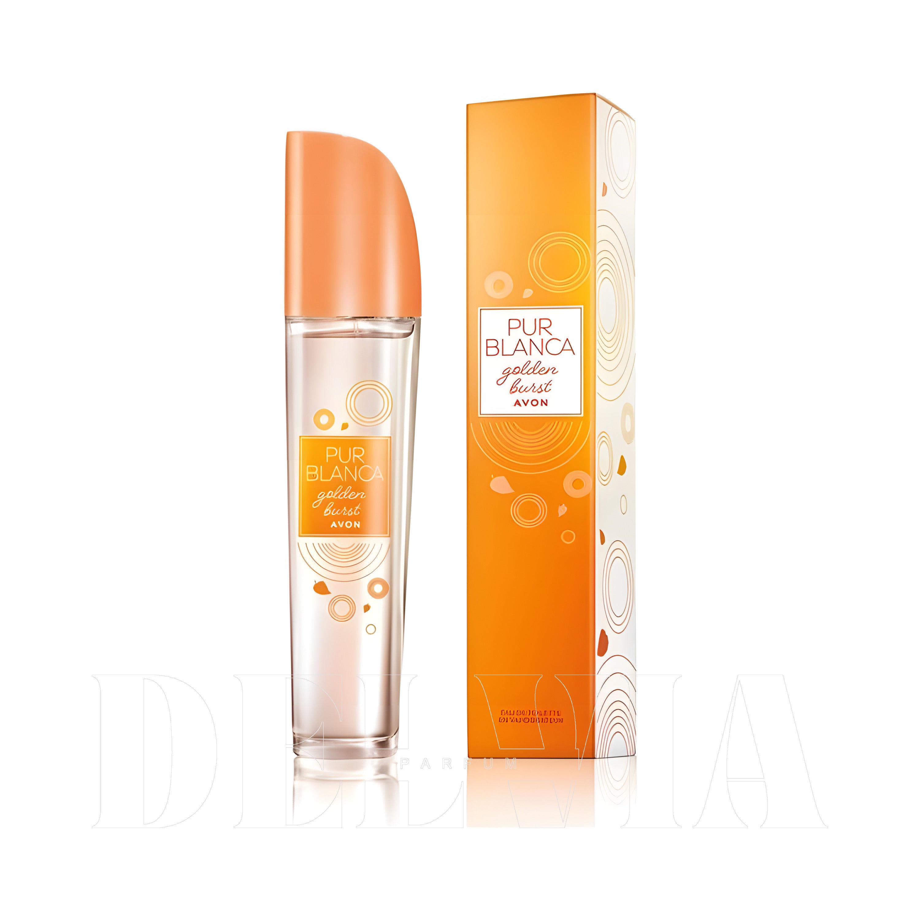 Avon Pur Blanca Golden Burst 10 ml dekant parfüm — kutu ve şişe görseli