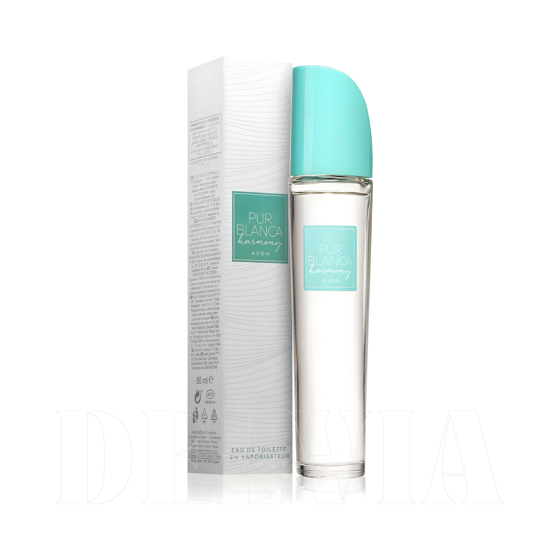 Avon Pur Blanca Harmony 1 ml dekant parfüm — kutu ve şişe görseli