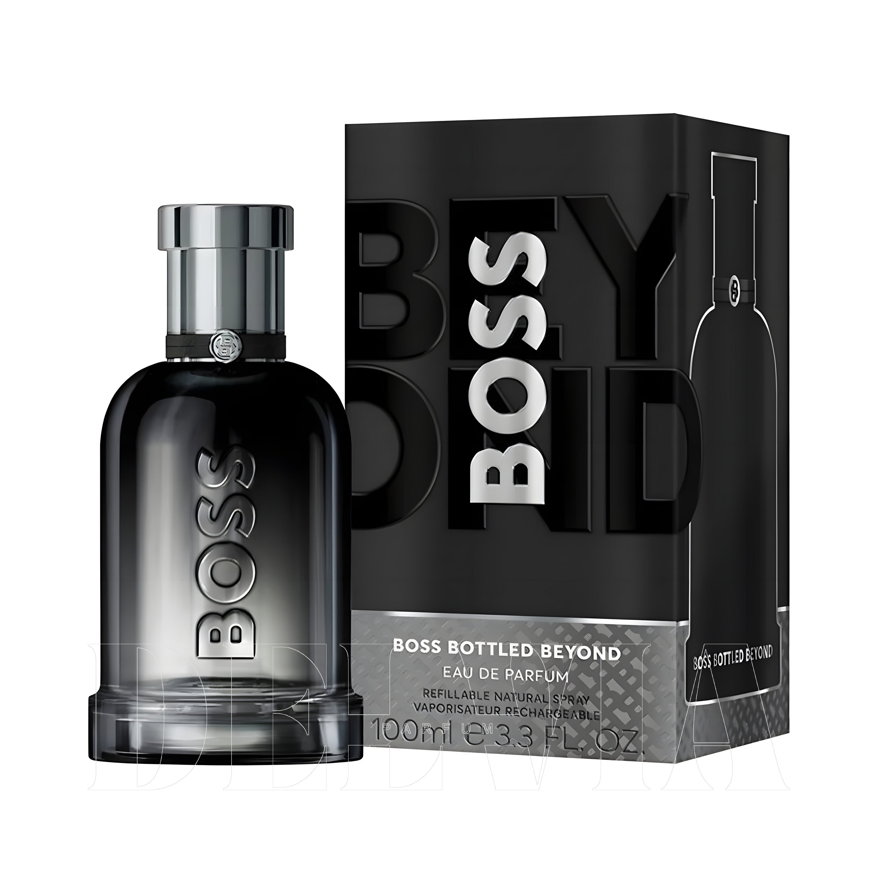 Boss Bottled Beyond 2 ml dekant parfüm — kutu ve şişe görseli