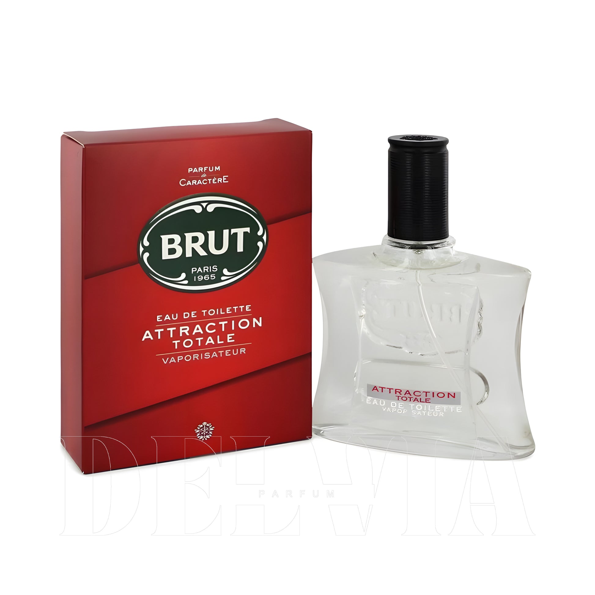 Brut Attraction Totale 1 ml dekant parfüm — kutu ve şişe görseli