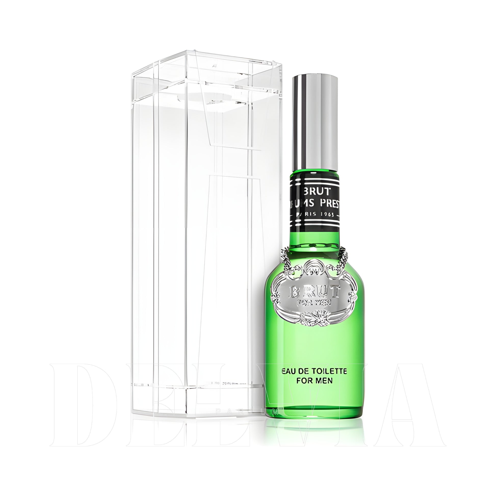 Brut Plexi Madalyonlu 2 ml dekant parfüm — kutu ve şişe görseli
