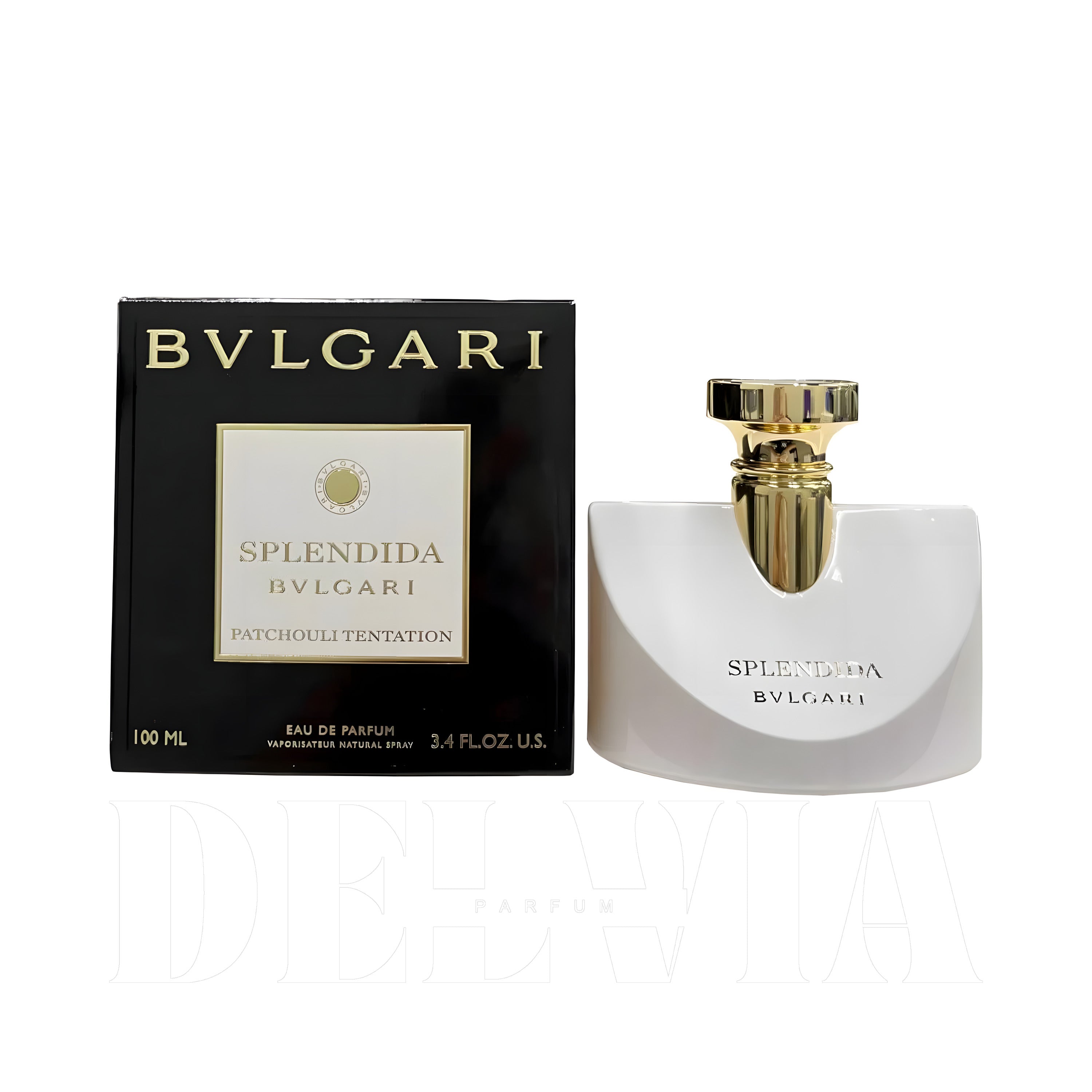 Bvlgari Splendida Patchouli 5 ml dekant parfüm — kutu ve şişe görseli