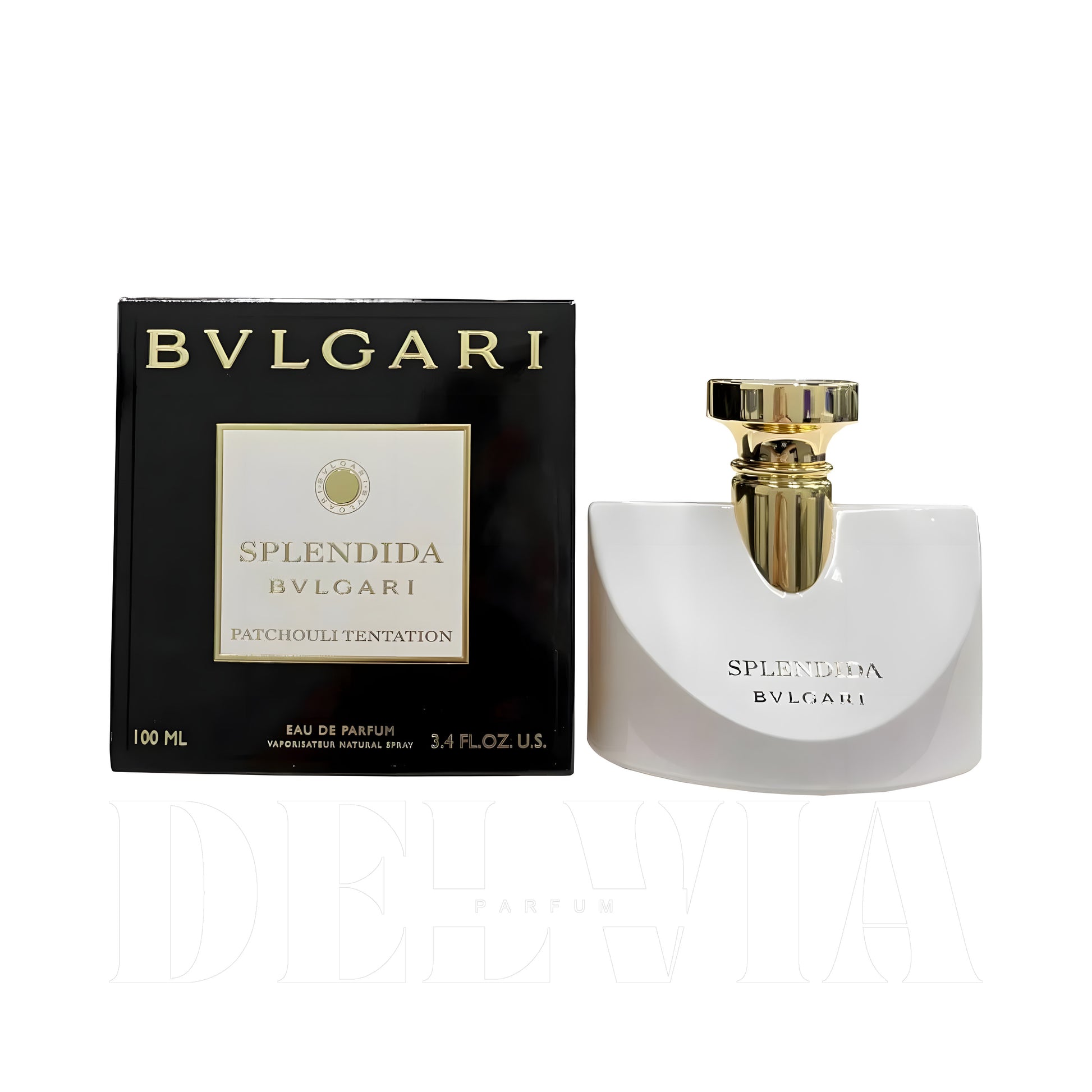 Bvlgari Splendida Patchouli 8 ml dekant parfüm — kutu ve şişe görseli