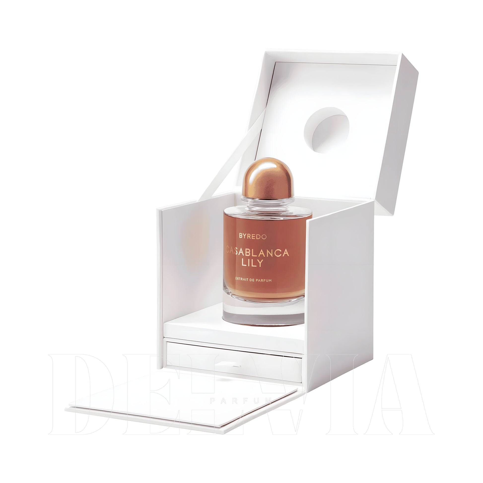 Byredo Casablanca Lily Extrait De Parfum 1 ml dekant parfüm — kutu ve şişe görseli