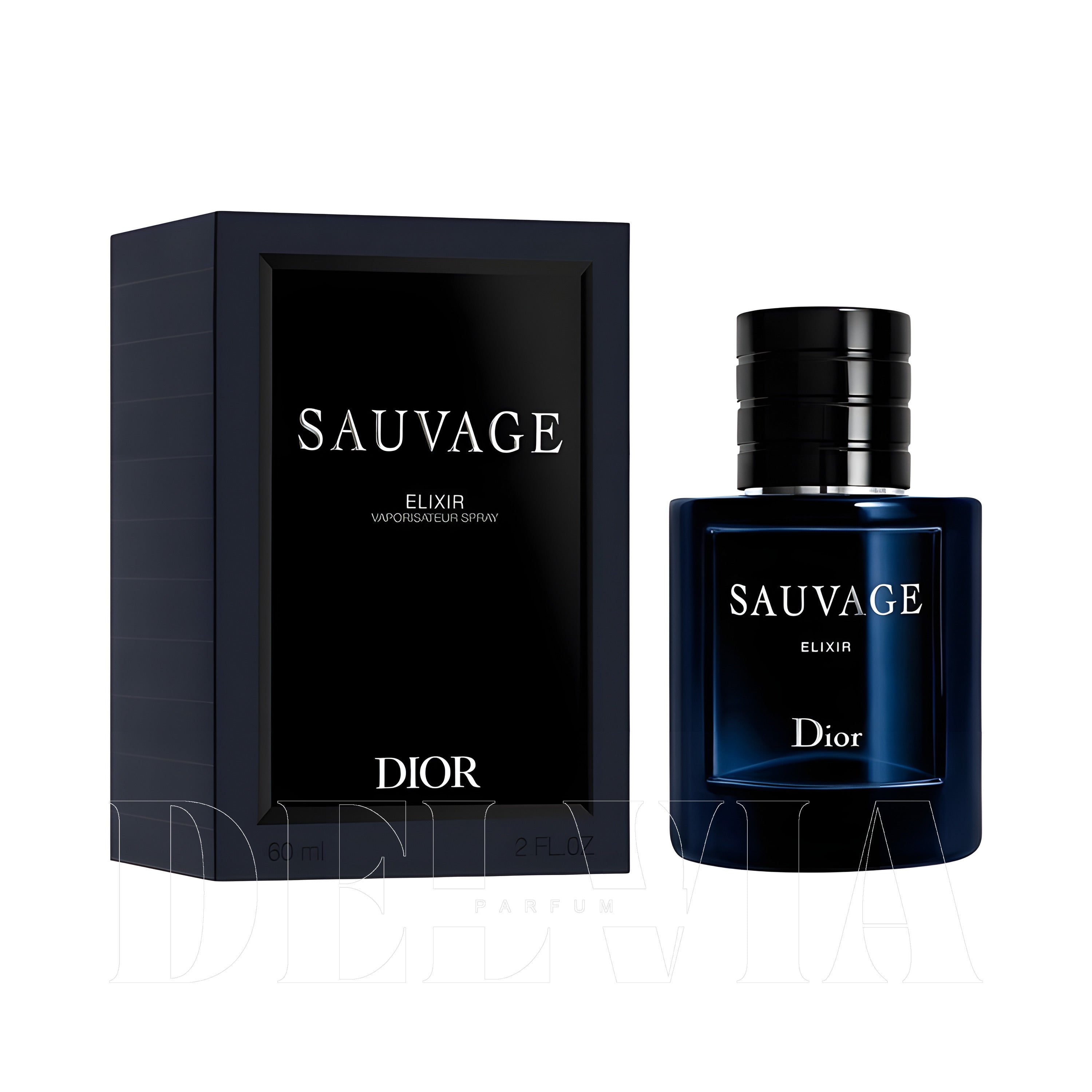 C Dior Sauvage Elixir 2 ml dekant parfüm — kutu ve şişe görseli
