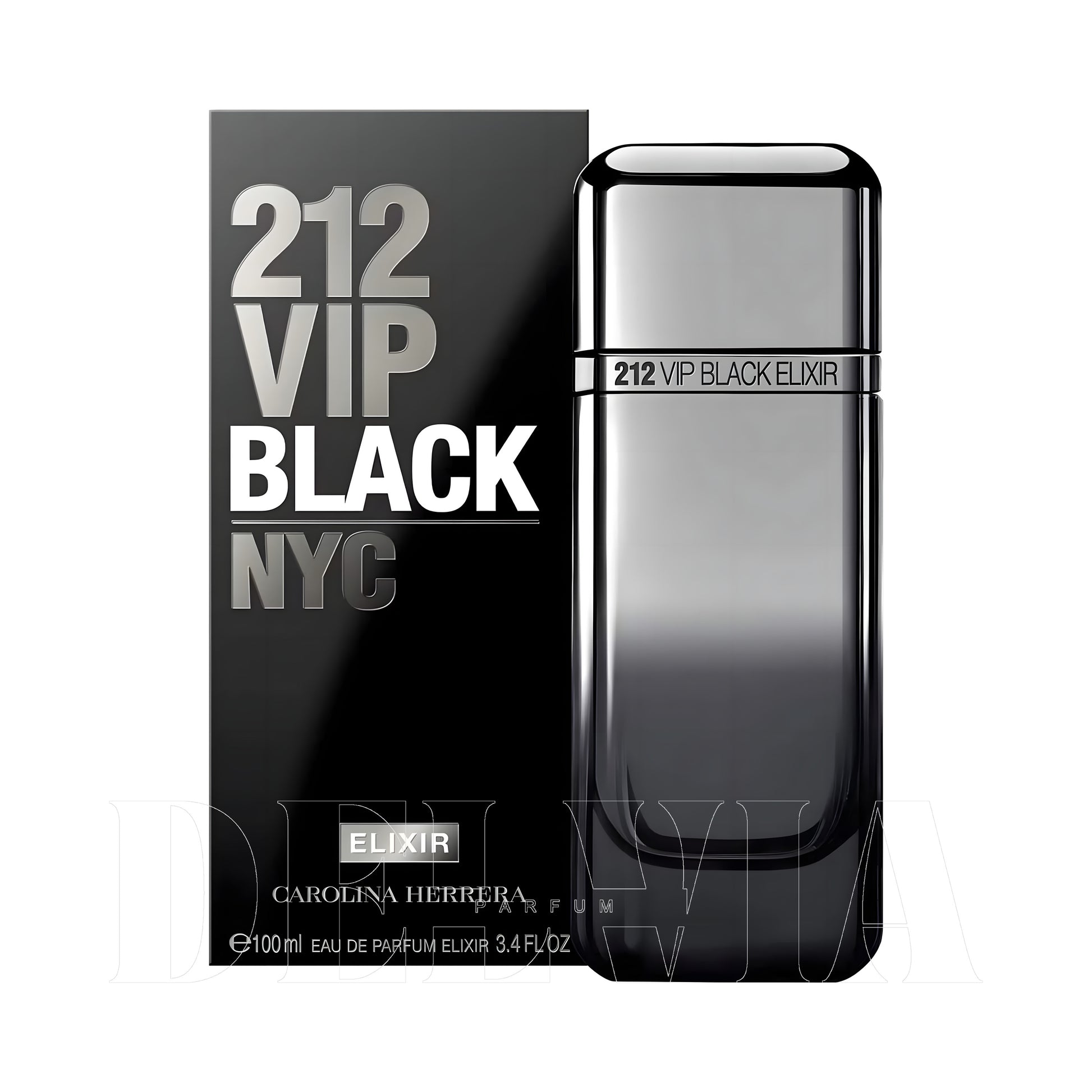 Carolina Herrera 212 Vip Black Nyc Elixir 5 ml dekant parfüm — kutu ve şişe görseli