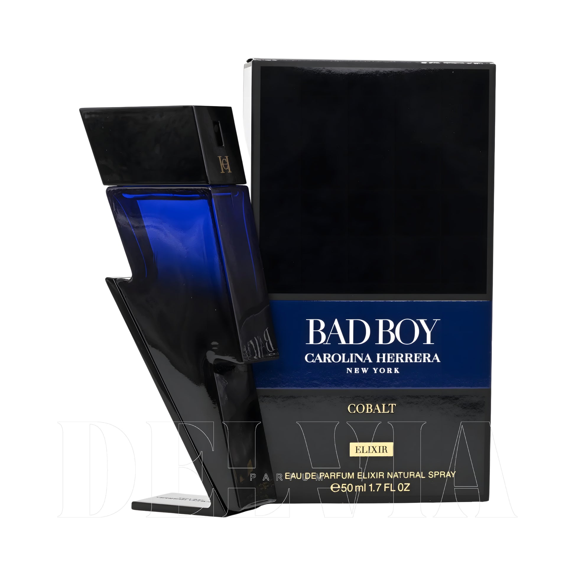 Carolina Herrera Bad Boy Cobalt Elixir Tam Boy Parfum — kutu ve şişe görseli