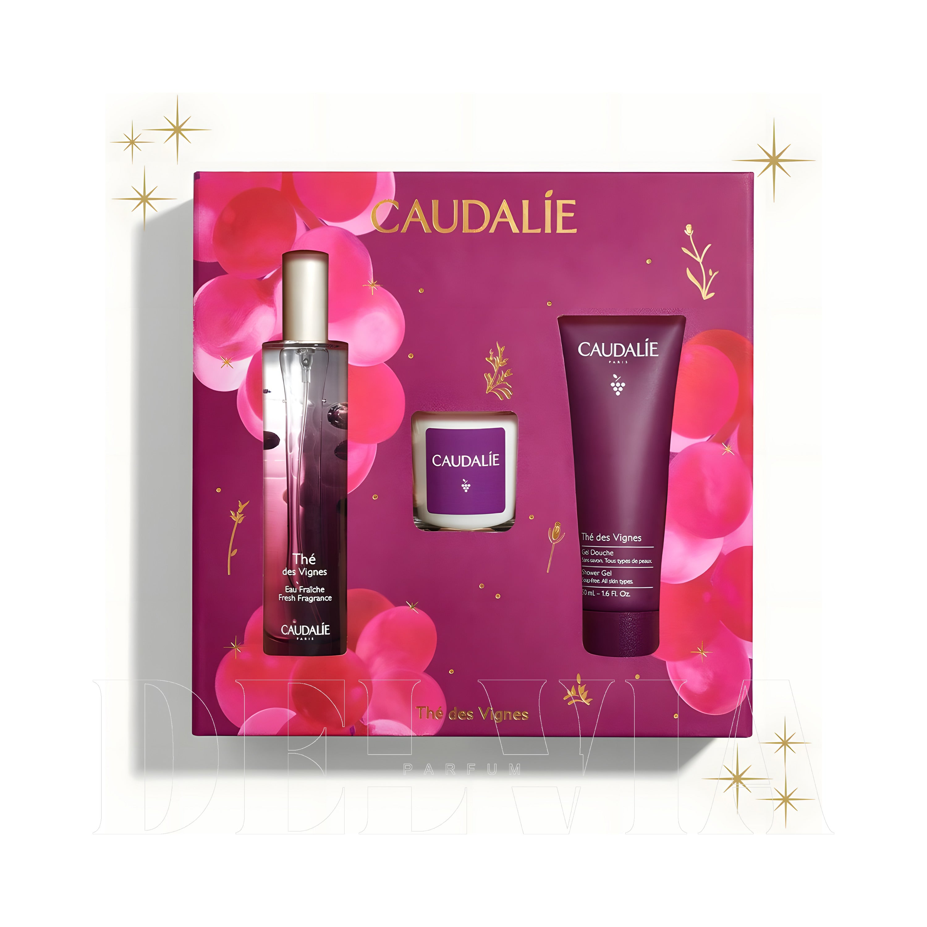 Caudalie The Des Vignes Aromali Seti Katı Parfum — kutu ve şişe görseli