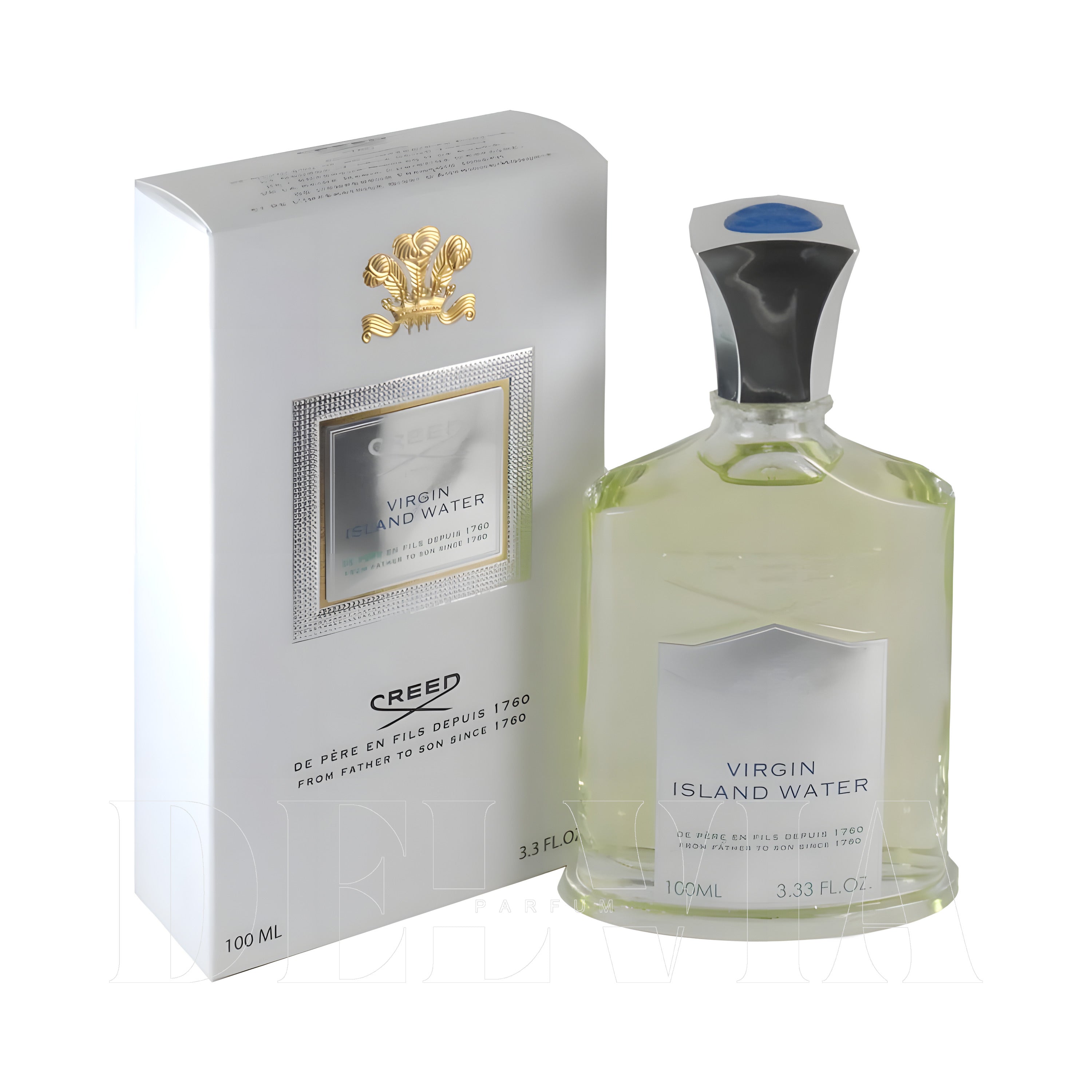 Creed Virgin Island Water Unisex 2 ml dekant parfüm — kutu ve şişe görseli