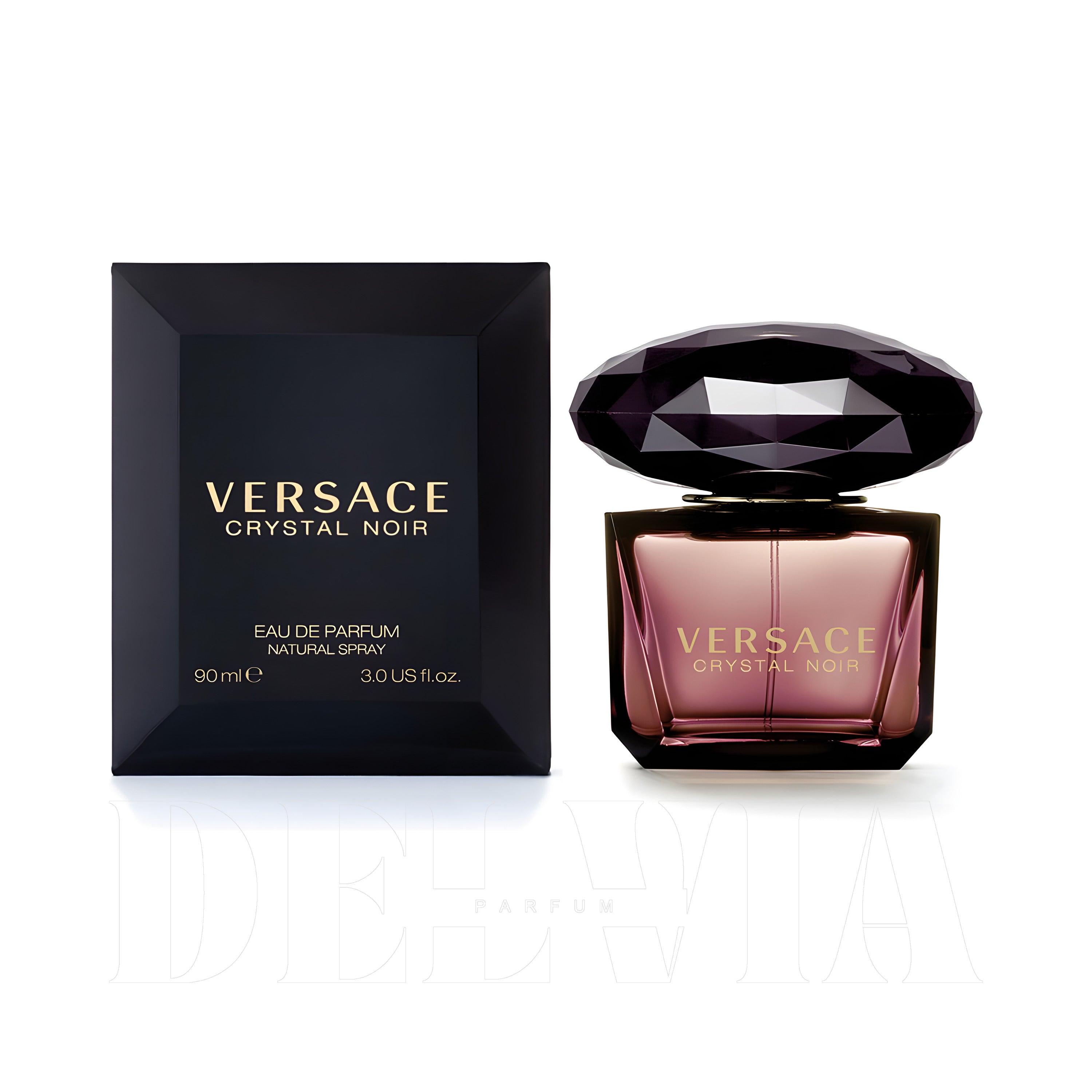 Darkblue Versace Crystal Noir 2 ml dekant parfüm — kutu ve şişe görseli