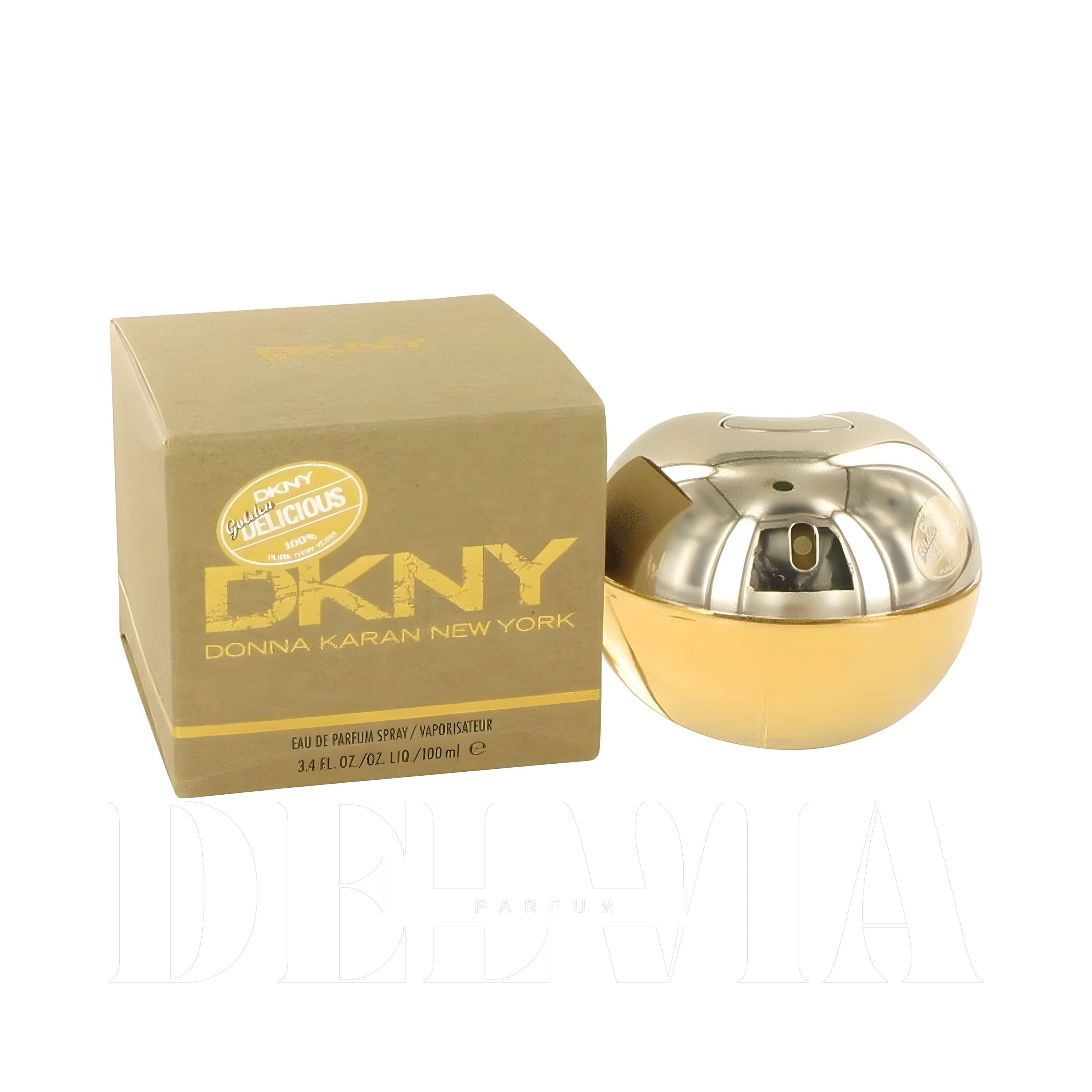 Dkny Golden Delicious 1 ml dekant parfüm — kutu ve şişe görseli