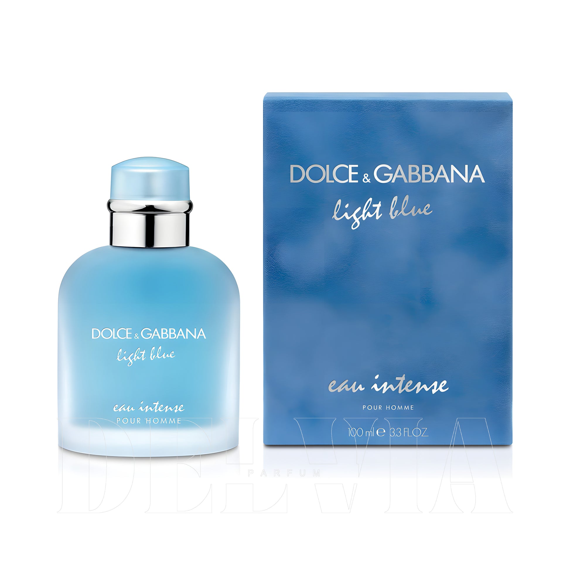 Dolce Gabbana Light Blue Eau Intense Homme 8 ml dekant parfüm — kutu ve şişe görseli