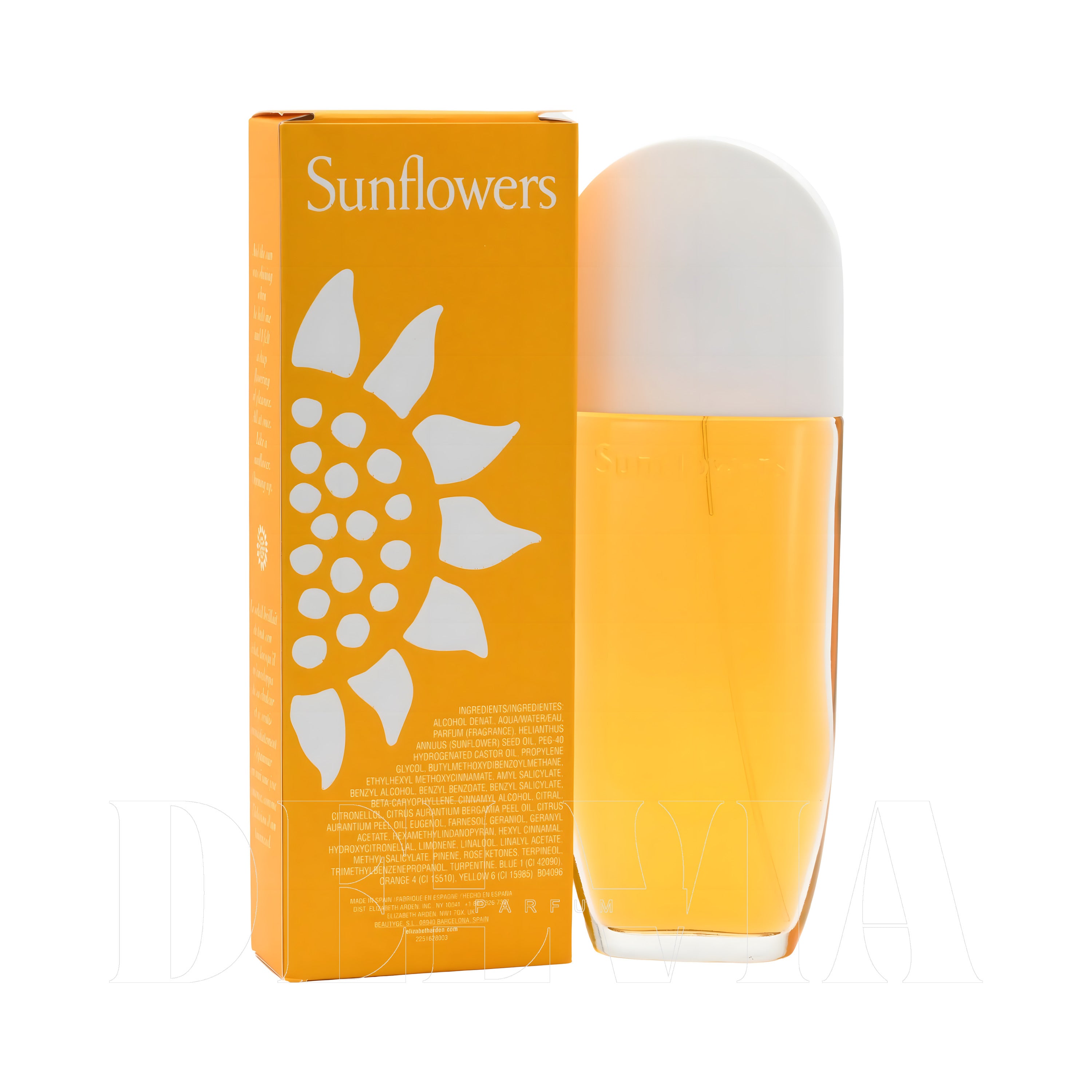 Elizabeth Arden Sunflowers 1 ml dekant parfüm — kutu ve şişe görseli