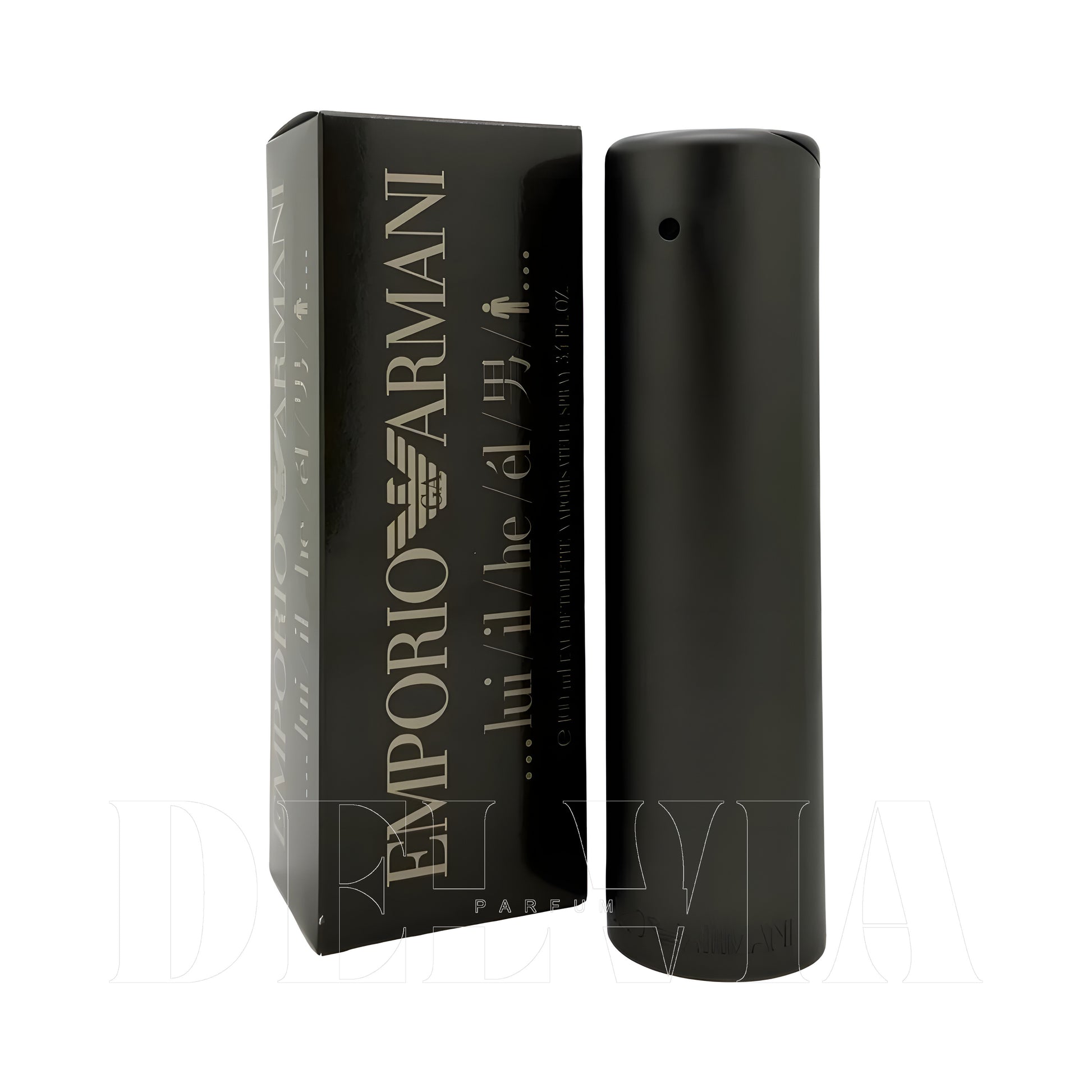 Emporio Armani He Lui Il 2 ml dekant parfüm — kutu ve şişe görseli