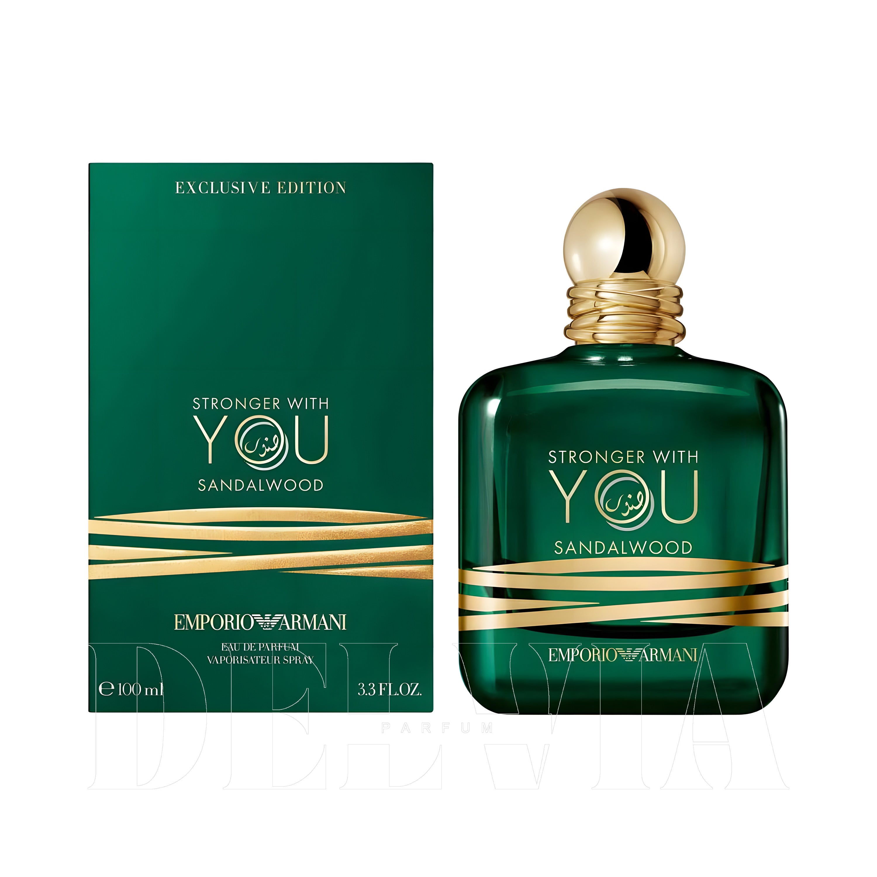 Emporio Armani Stronger With You Sandalwood 8 ml dekant parfüm — kutu ve şişe görseli