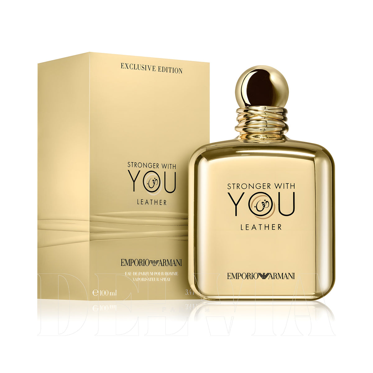 Emporio Armani Strongher With You Leather 2 ml dekant parfüm — şişe+kutu görseli