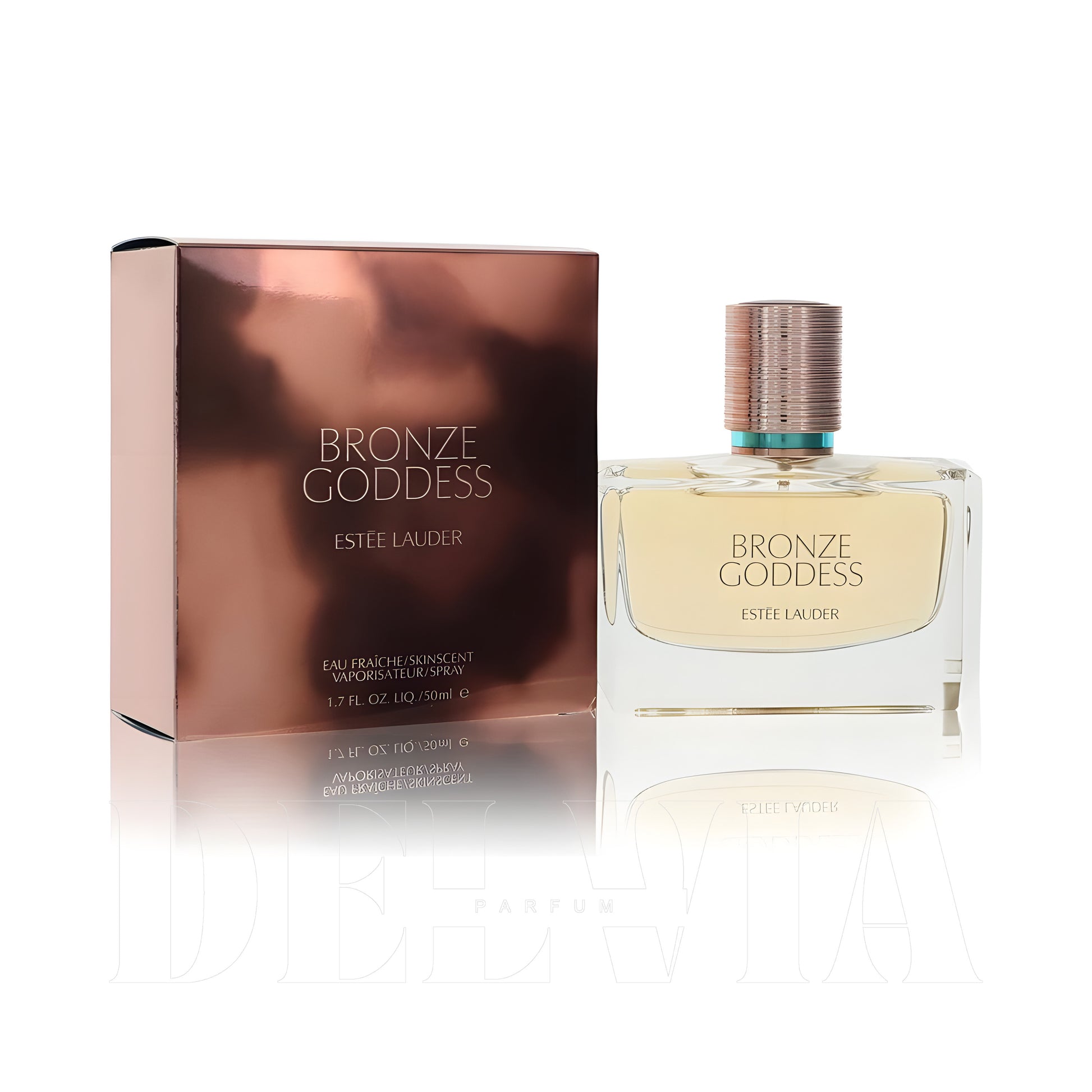 Estee Lauder Bronze Goddess Eau Fraiche 2 ml dekant parfüm — kutu ve şişe görseli